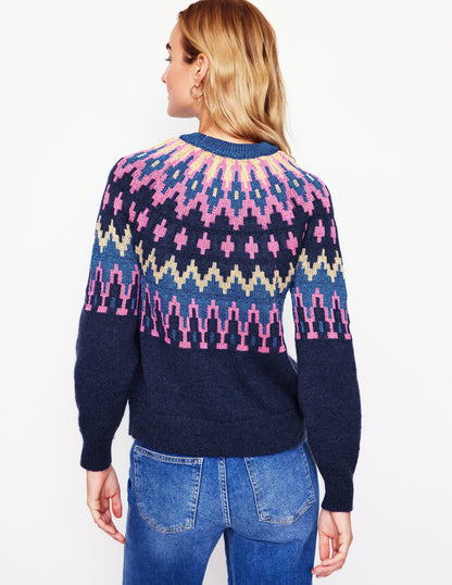 Kat Sparkly Fair Isle Jumper-Navy-3