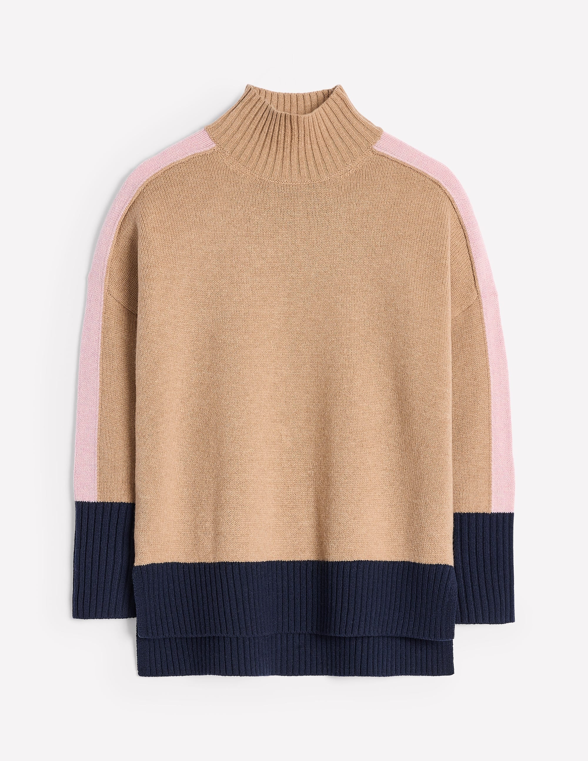 Jessica Oversized Jumper-Camel Melange, Colour Block - Image 6