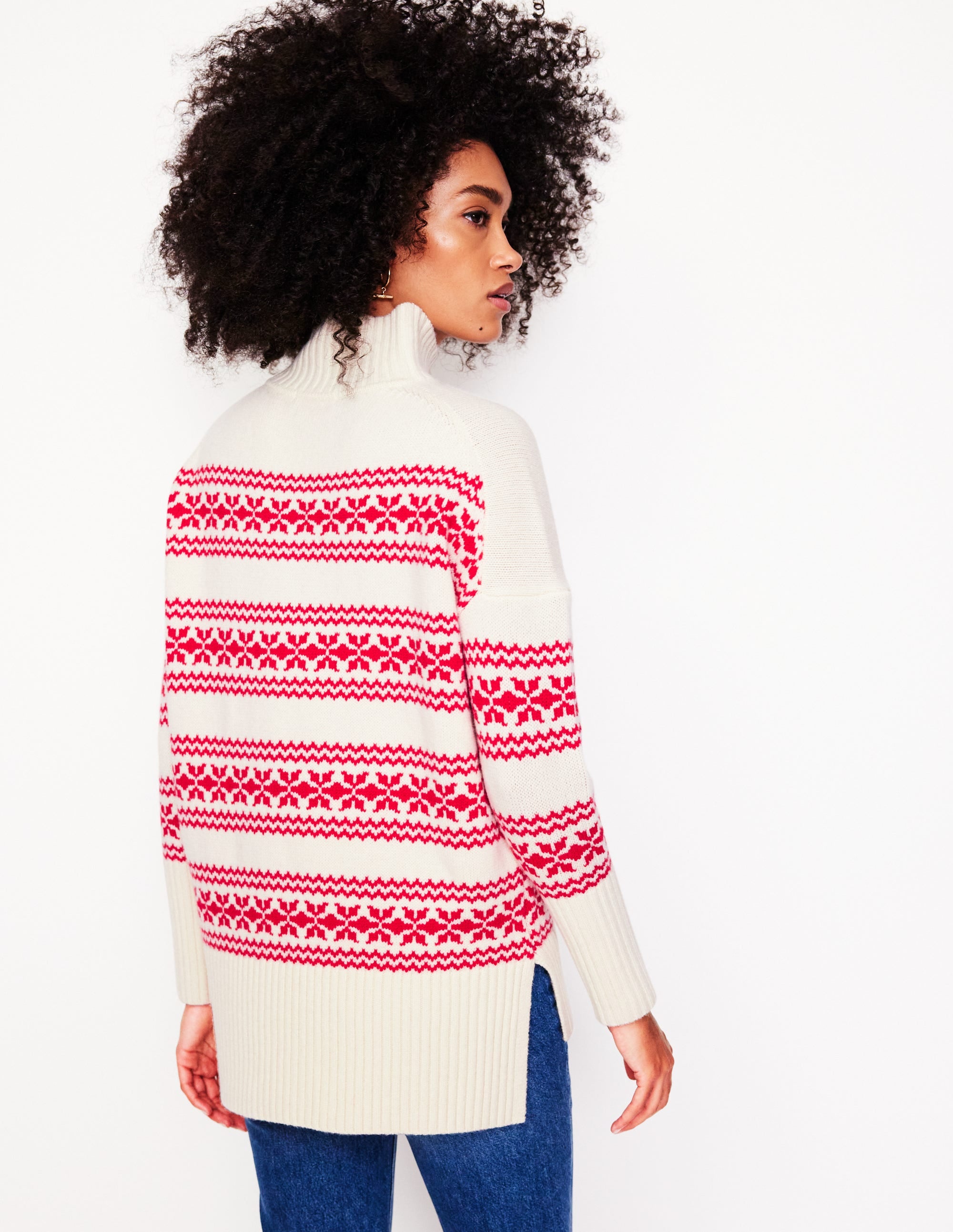 Jessica Oversized Jumper-Red Fair Isle - Image 3
