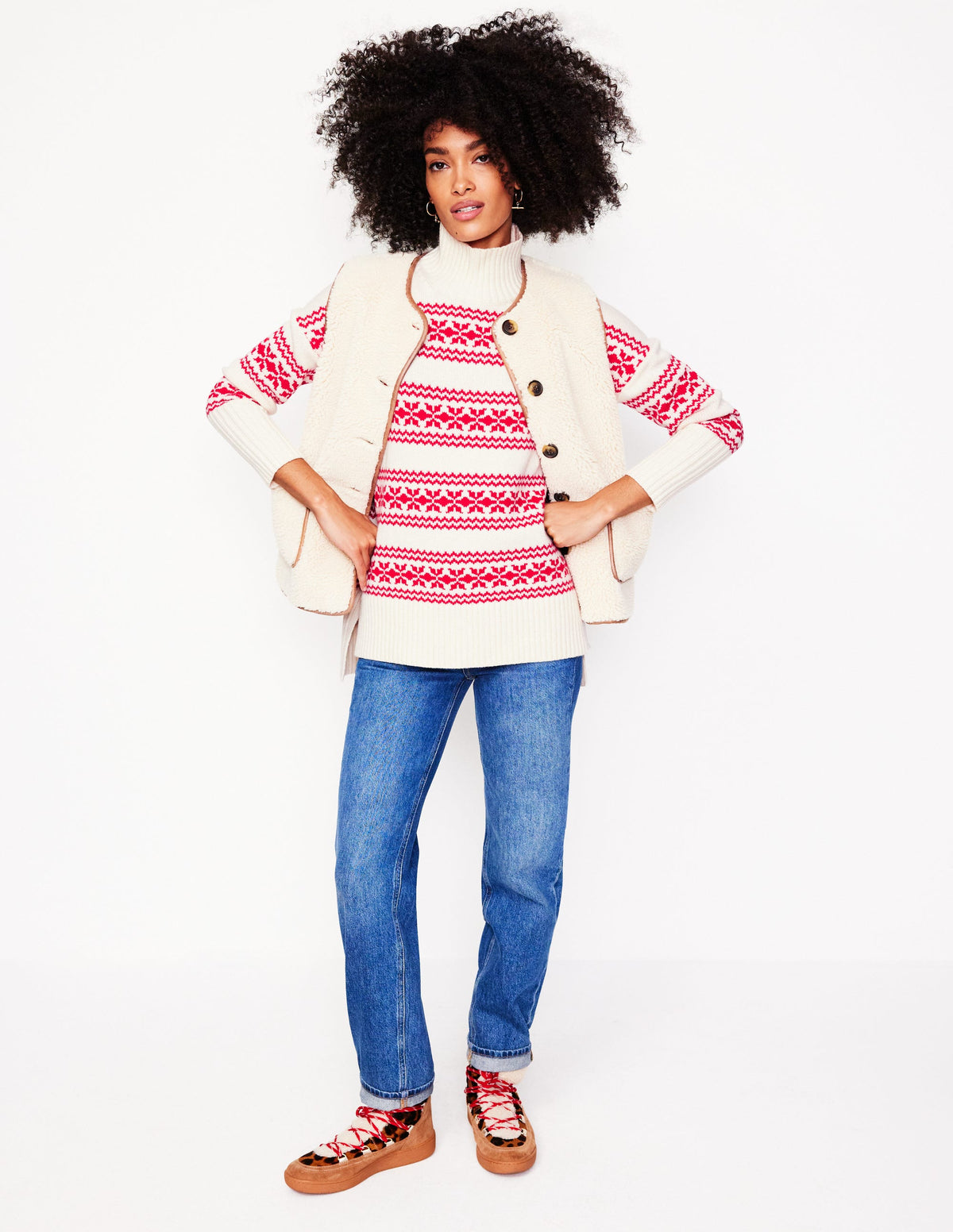 Jessica Oversized Jumper-Red Fair Isle - Image 4