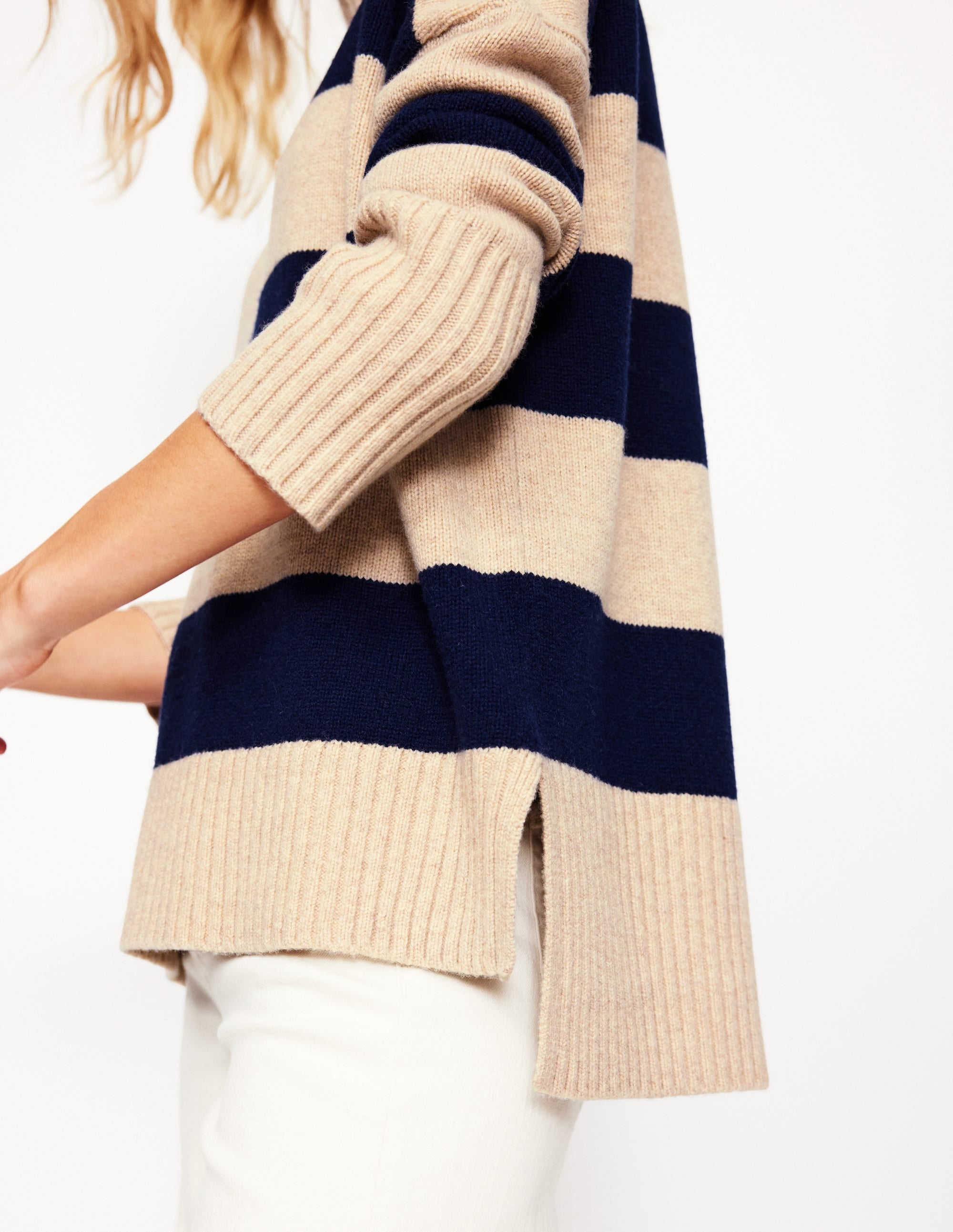 Jessica Oversized Jumper-Chinchilla Melange, Navy - Image 3