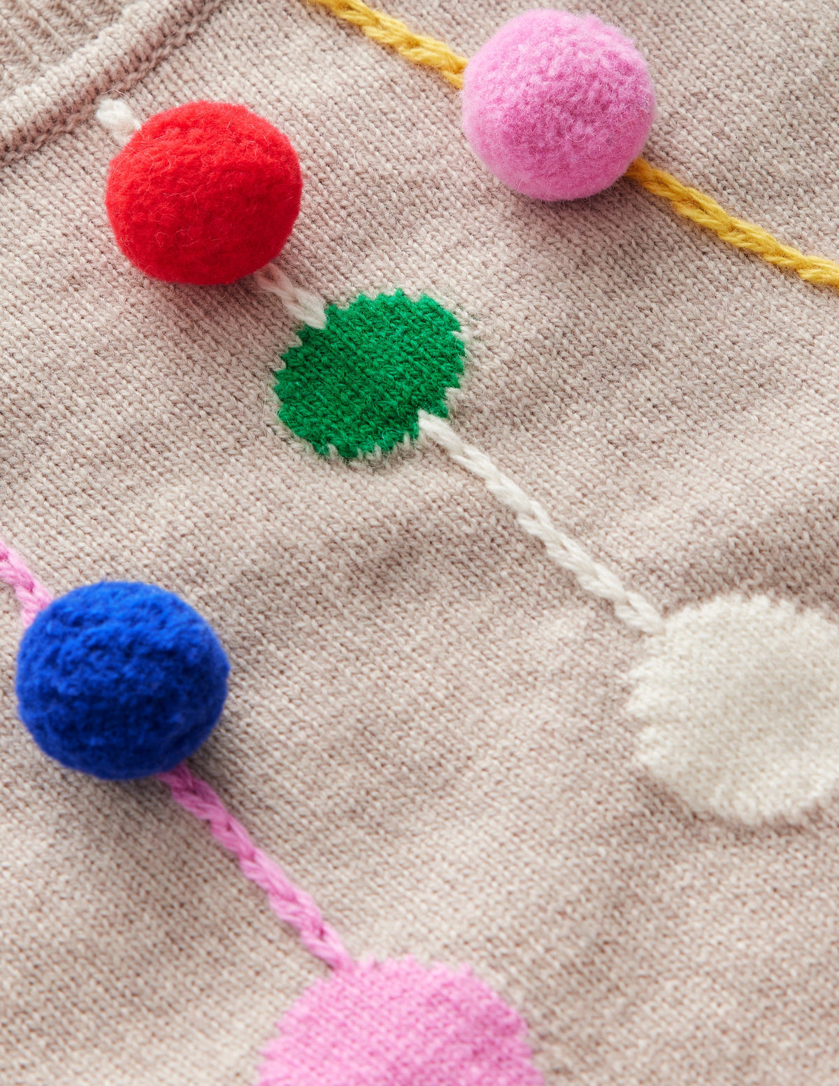 Pom Pom Jumper-Oatmeal, Multi Poms - Image 7