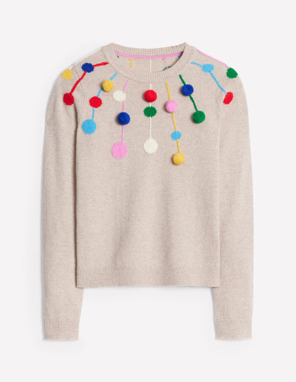 Pom Pom Jumper-Oatmeal, Multi Poms-6