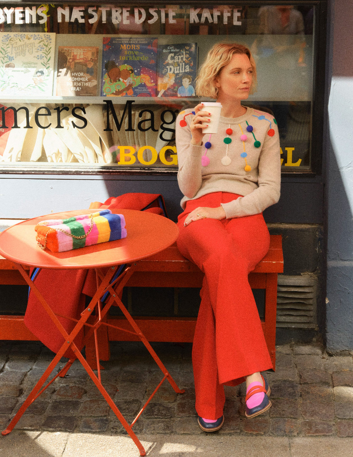 Pom Pom Jumper-Oatmeal, Multi Poms - Image 5