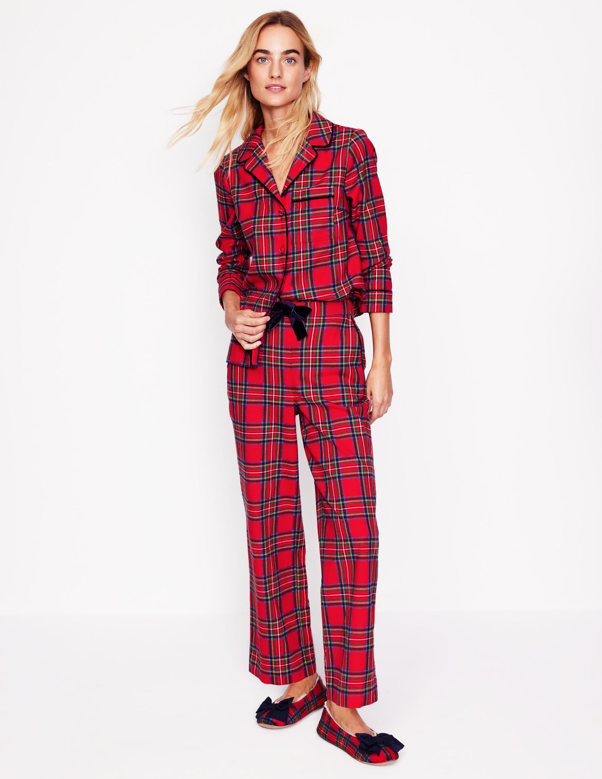 Brushed Cotton Pyjama Trousers-Red and Blue Check - Image 1