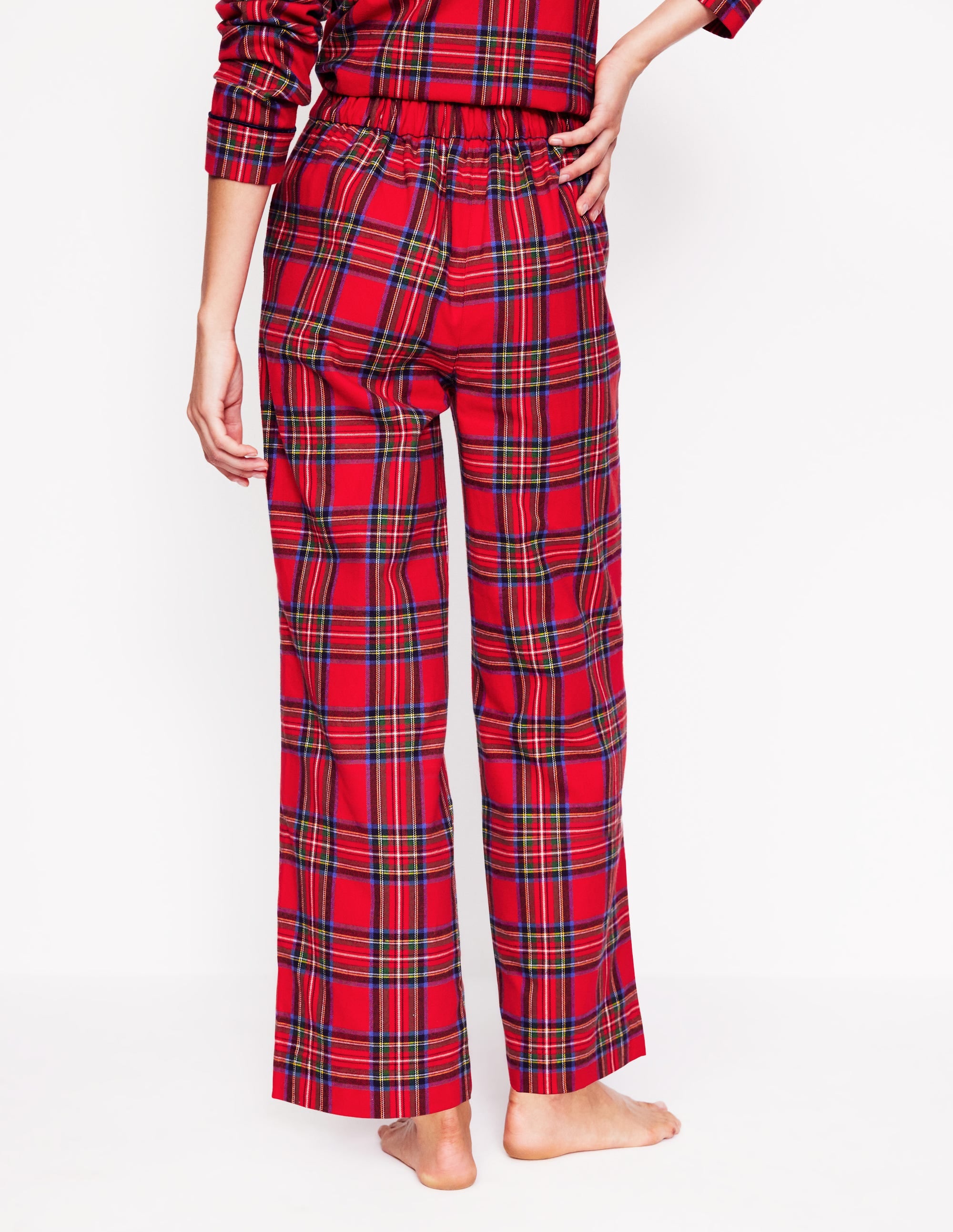 Brushed Cotton Pyjama Trousers-Red and Blue Check - Image 3