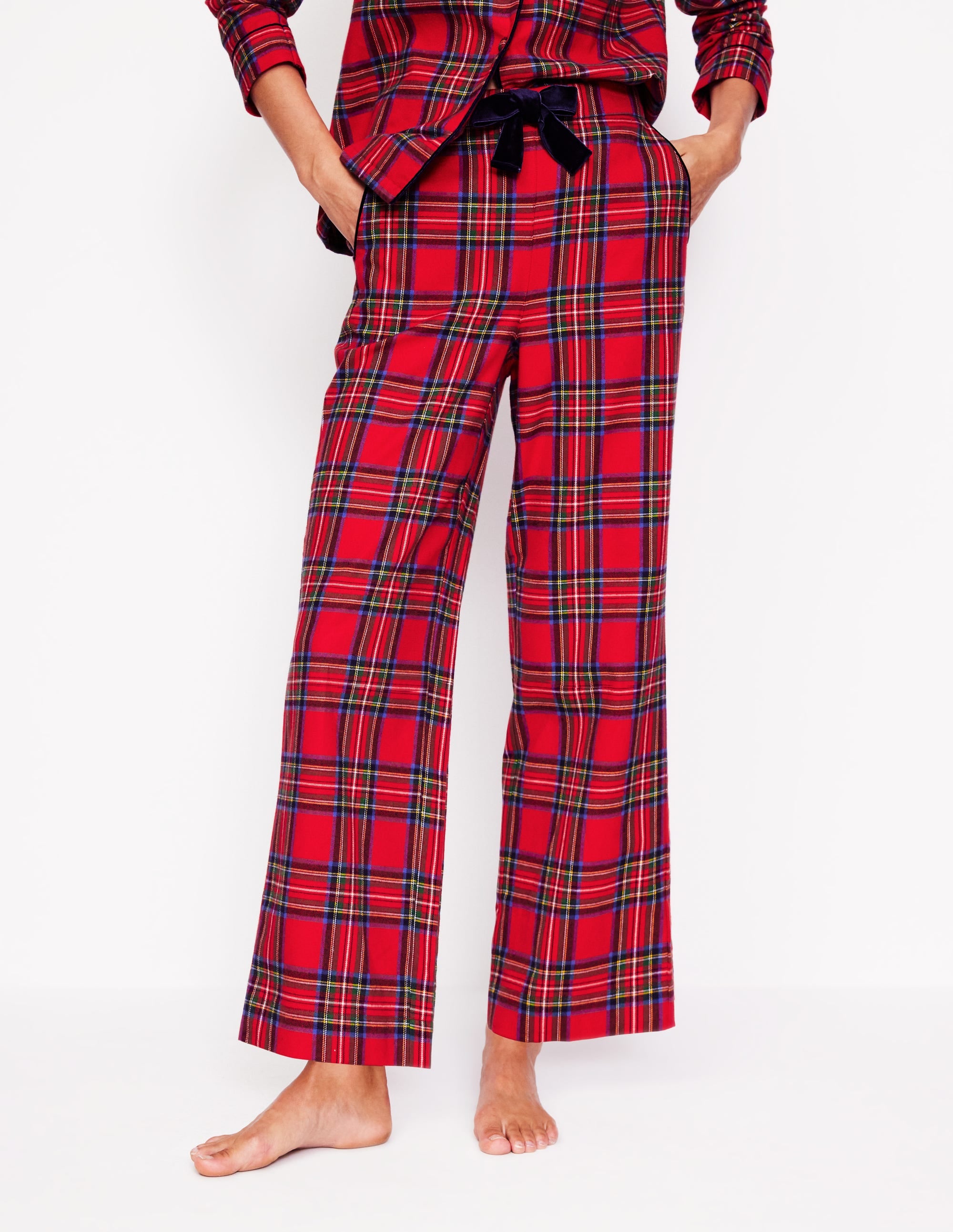 Brushed Cotton Pyjama Trousers-Red and Blue Check - Image 4