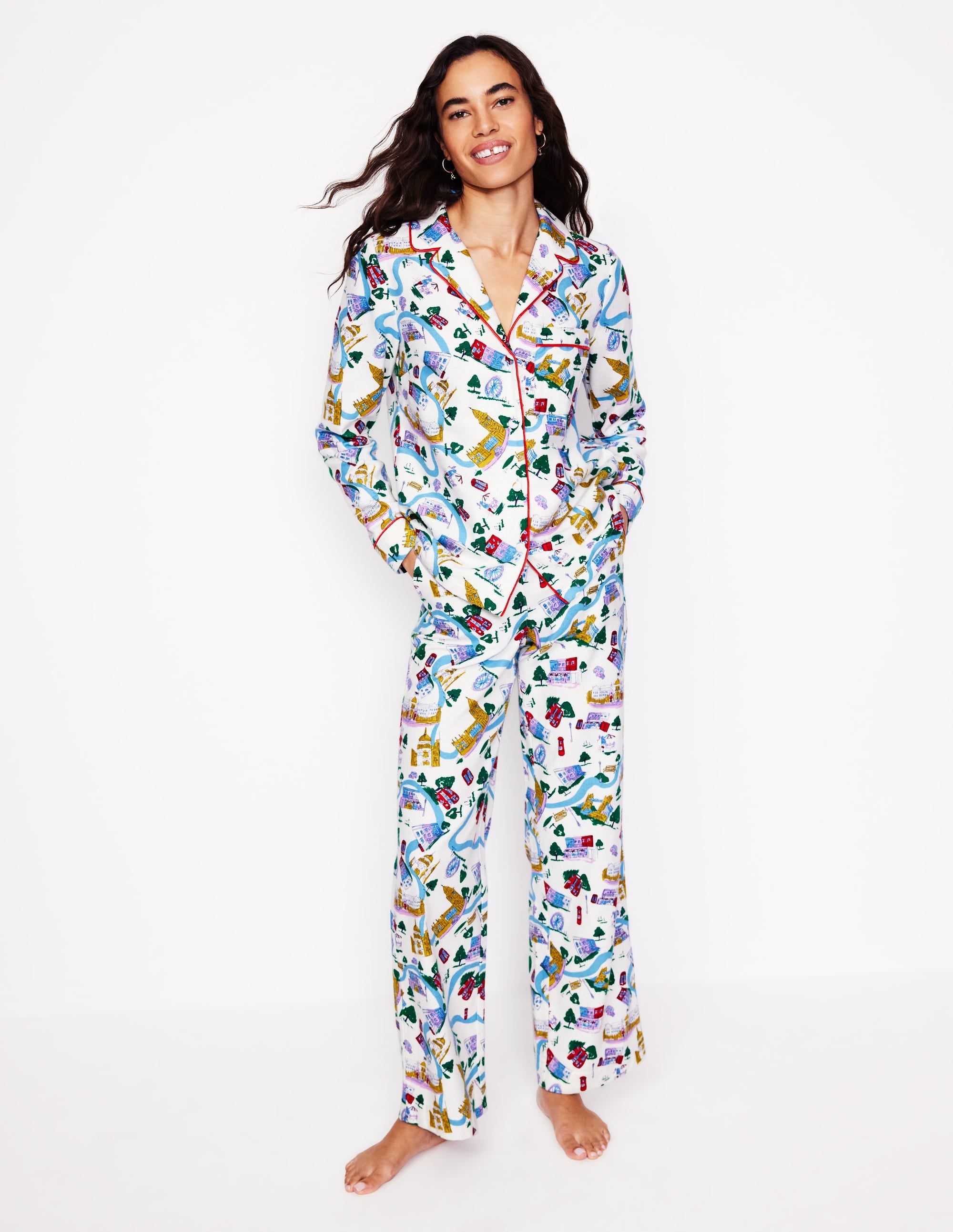 Brushed Cotton Pyjama Trousers-Multi, London Town - Image 1