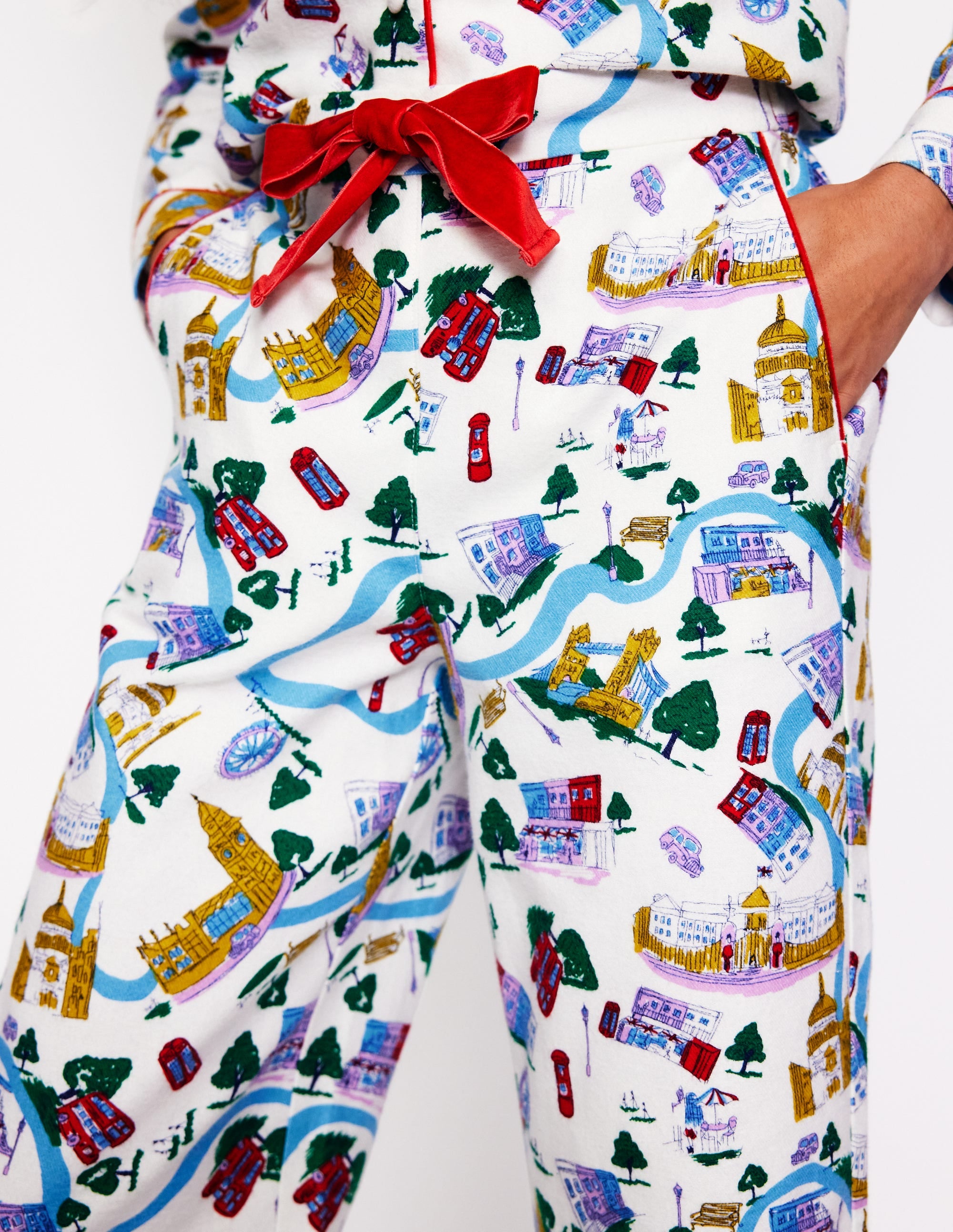 Brushed Cotton Pyjama Trousers-Multi, London Town - Image 2