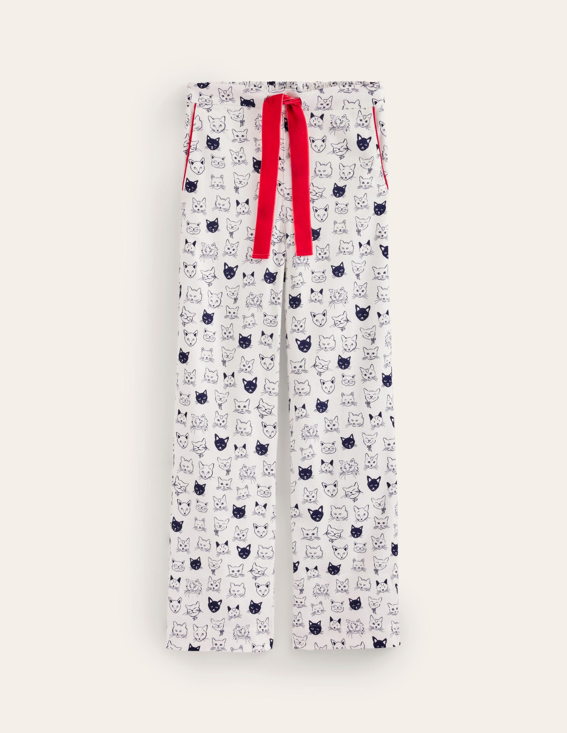 Brushed Cotton Pyjama Trousers-Ivory, Cats-5