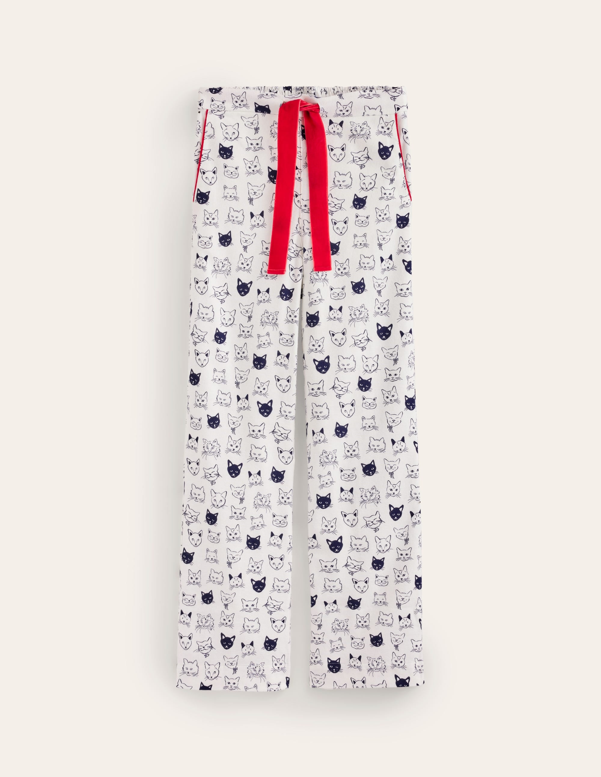 Brushed Cotton Pyjama Trousers-Ivory, Cats - Image 5