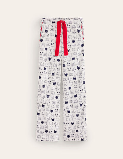 Brushed Cotton Pyjama Trousers-Ivory, Cats-5