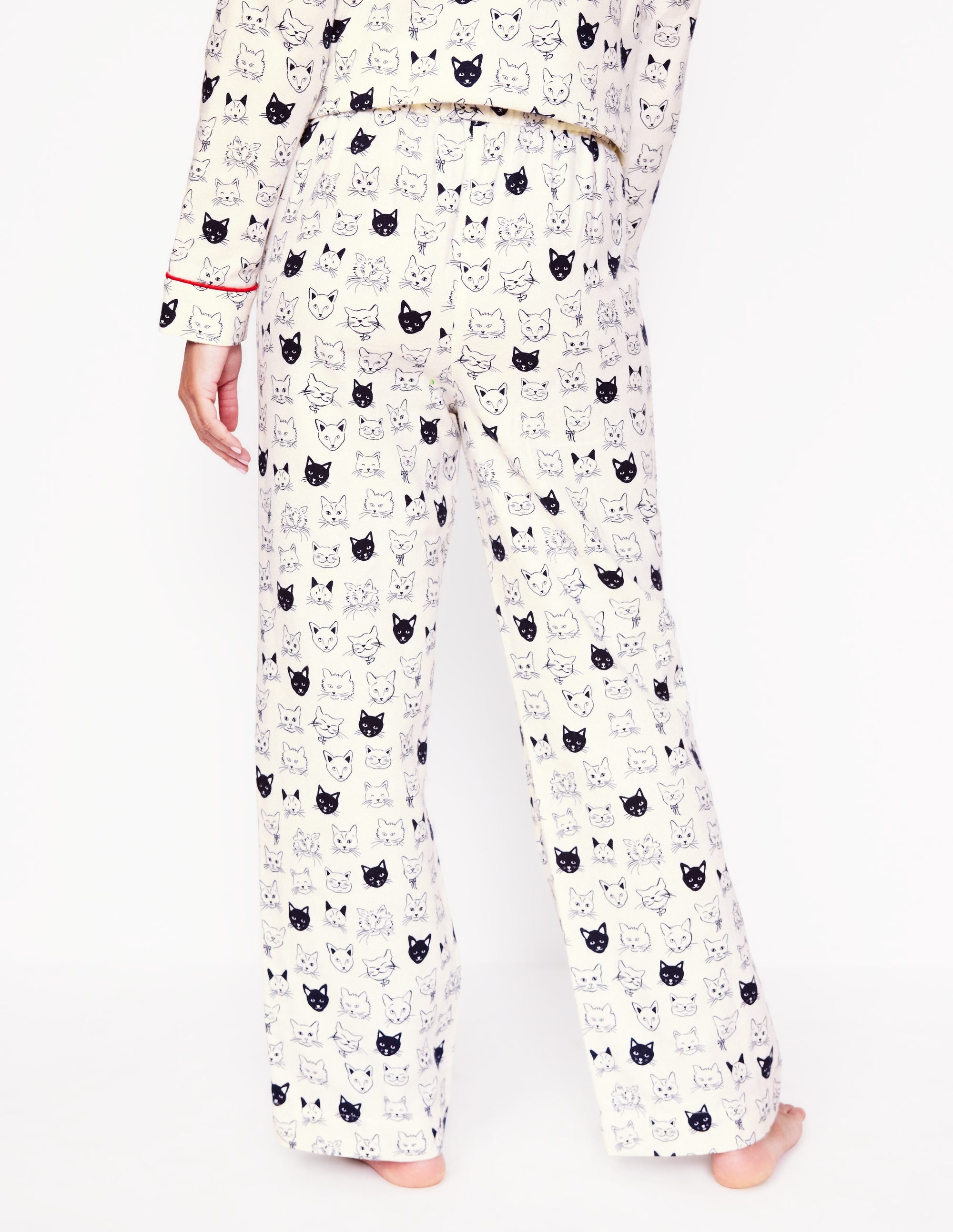 Brushed Cotton Pyjama Trousers-Ivory, Cats - Image 3