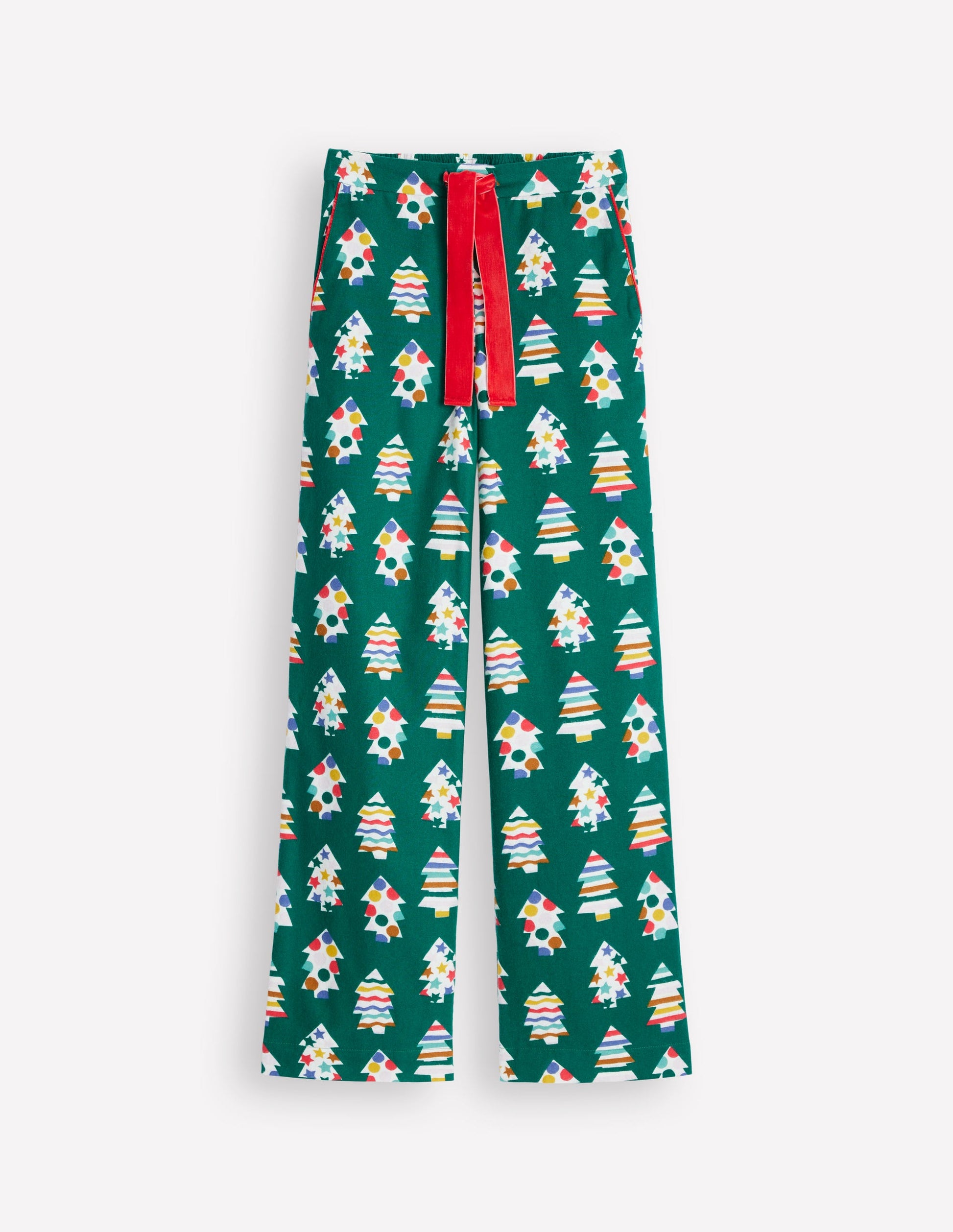Brushed Cotton Pyjama Trousers-Malachite, Christmas Trees-7