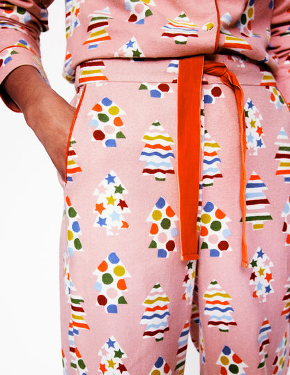 Brushed Cotton Pyjama Trousers-Quartz, Christmas Trees-2