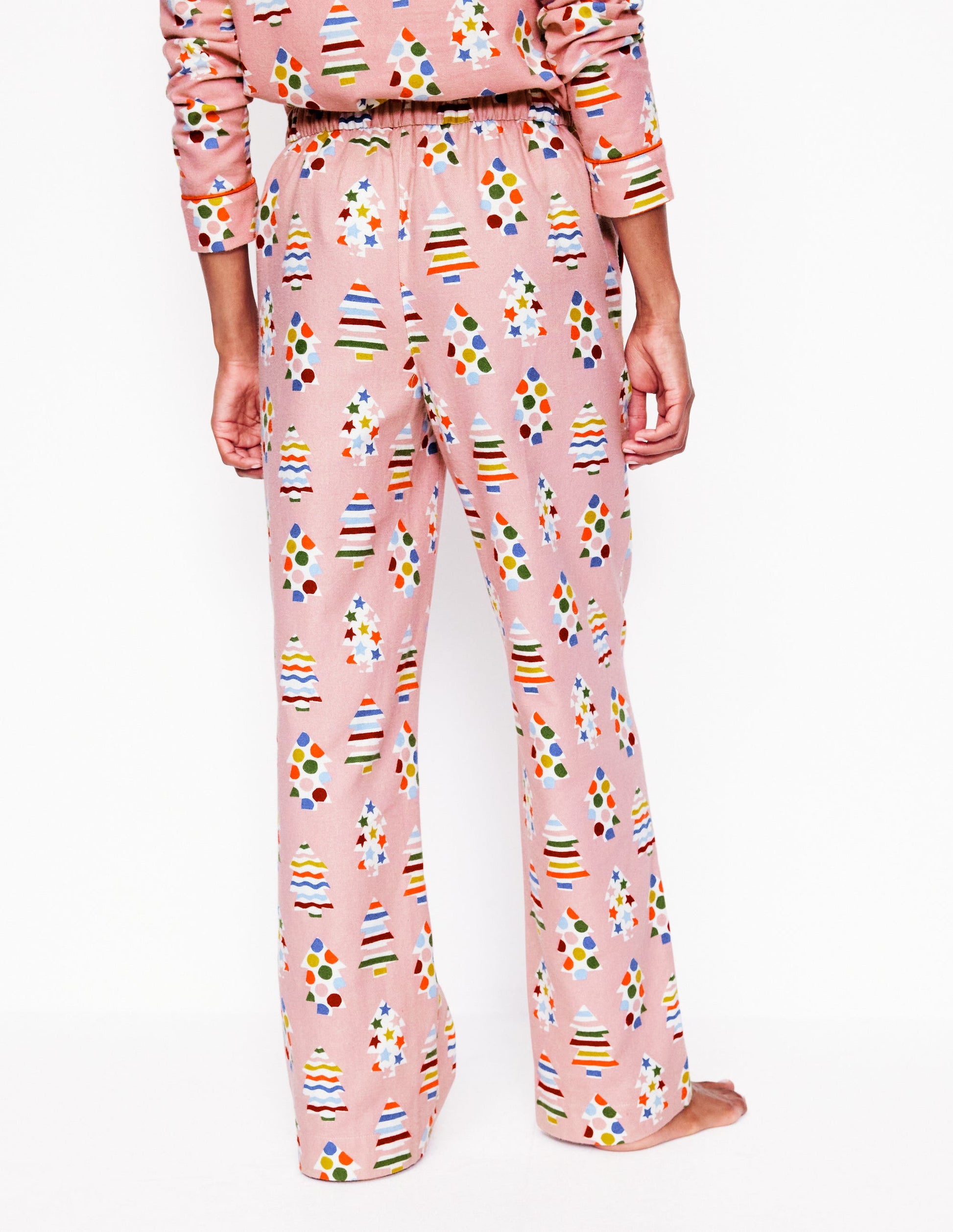 Brushed Cotton Pyjama Trousers-Quartz, Christmas Trees-3