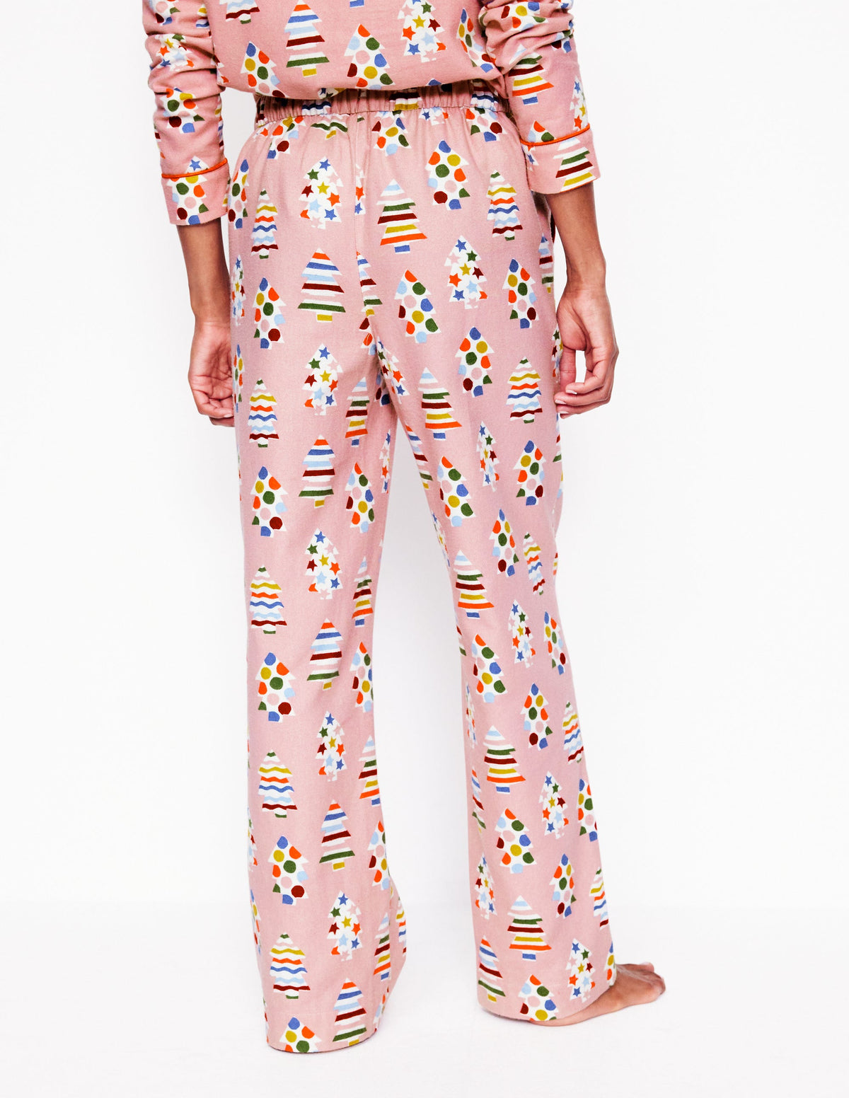 Brushed Cotton Pyjama Trousers-Quartz, Christmas Trees - Image 3