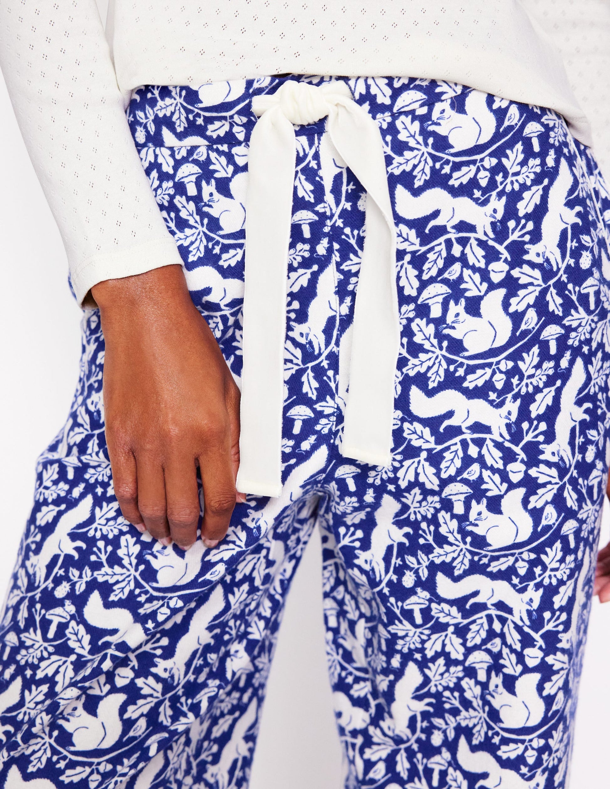 Brushed Cotton Pyjama Trouser-Blue, Woodland Squirrel-2