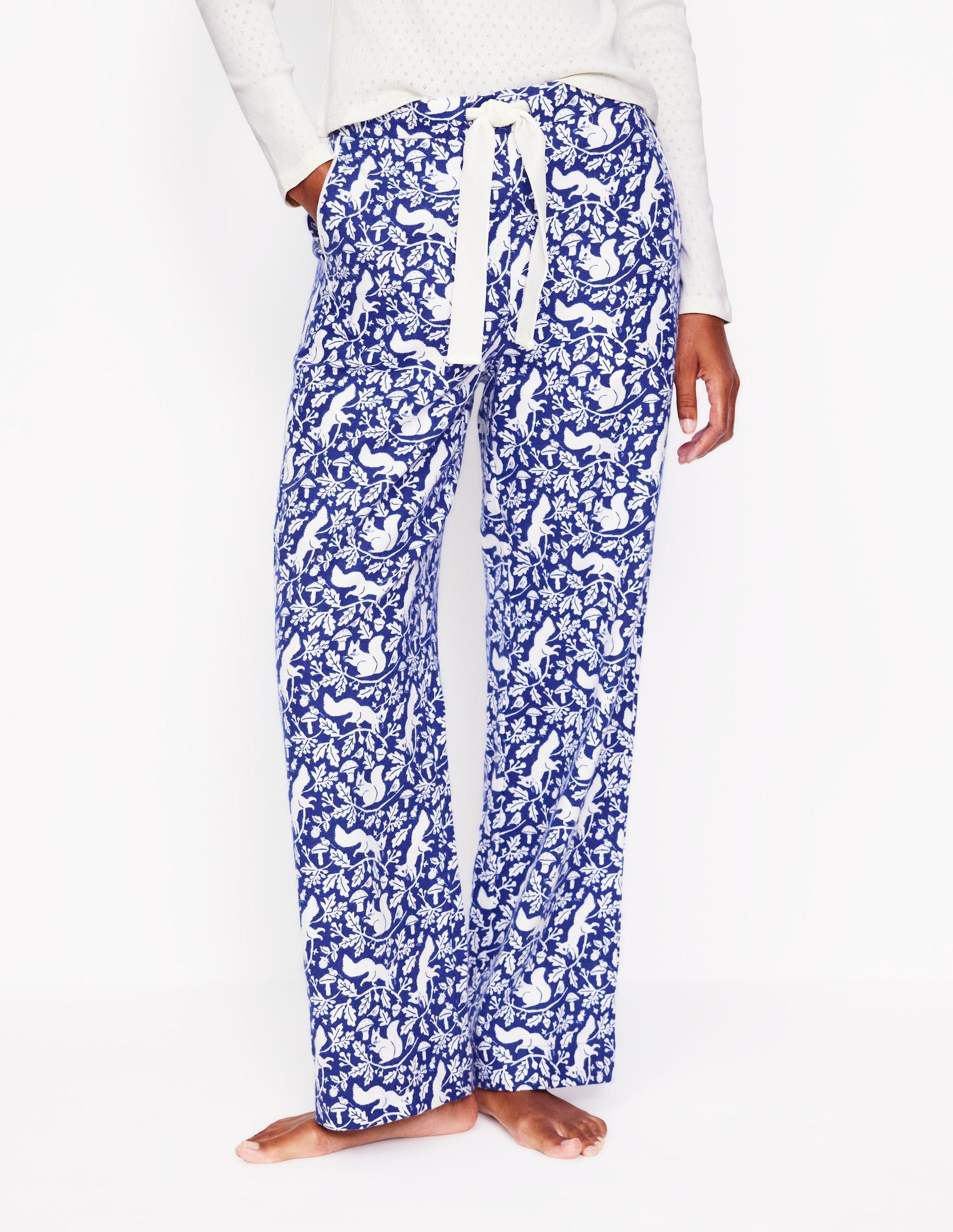 Brushed Cotton Pyjama Trouser-Blue, Woodland Squirrel-4