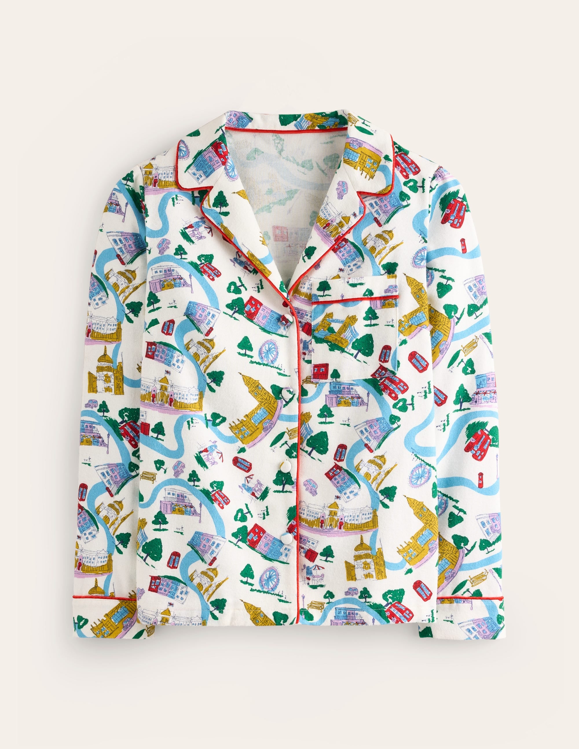 Brushed Cotton Pyjama Shirt-Multi, London Town - Image 5