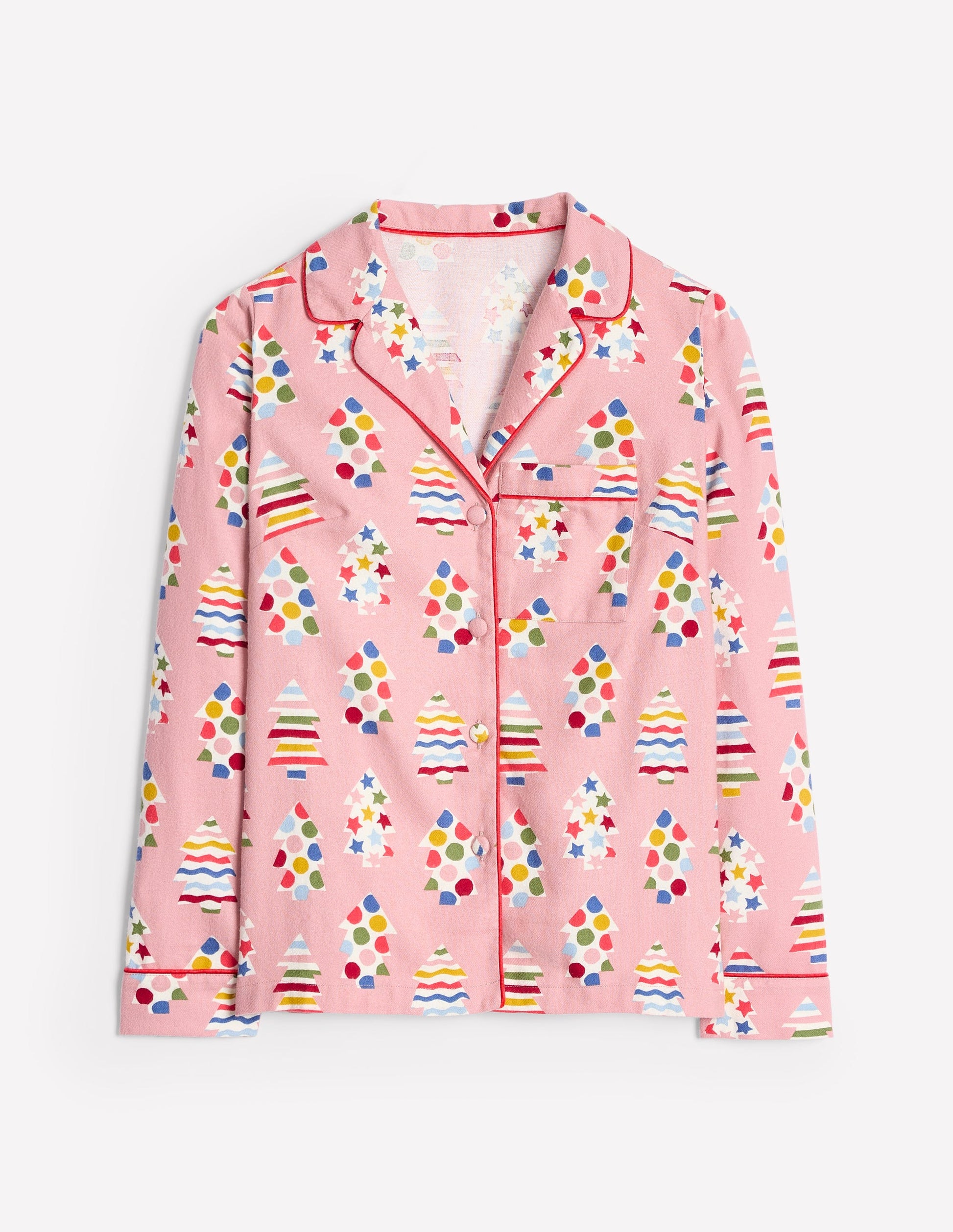 Brushed Cotton Pyjama Shirt-Quartz, Christmas Trees-6