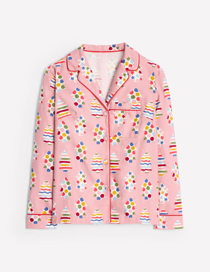 Brushed Cotton Pyjama Shirt-Quartz, Christmas Trees-6