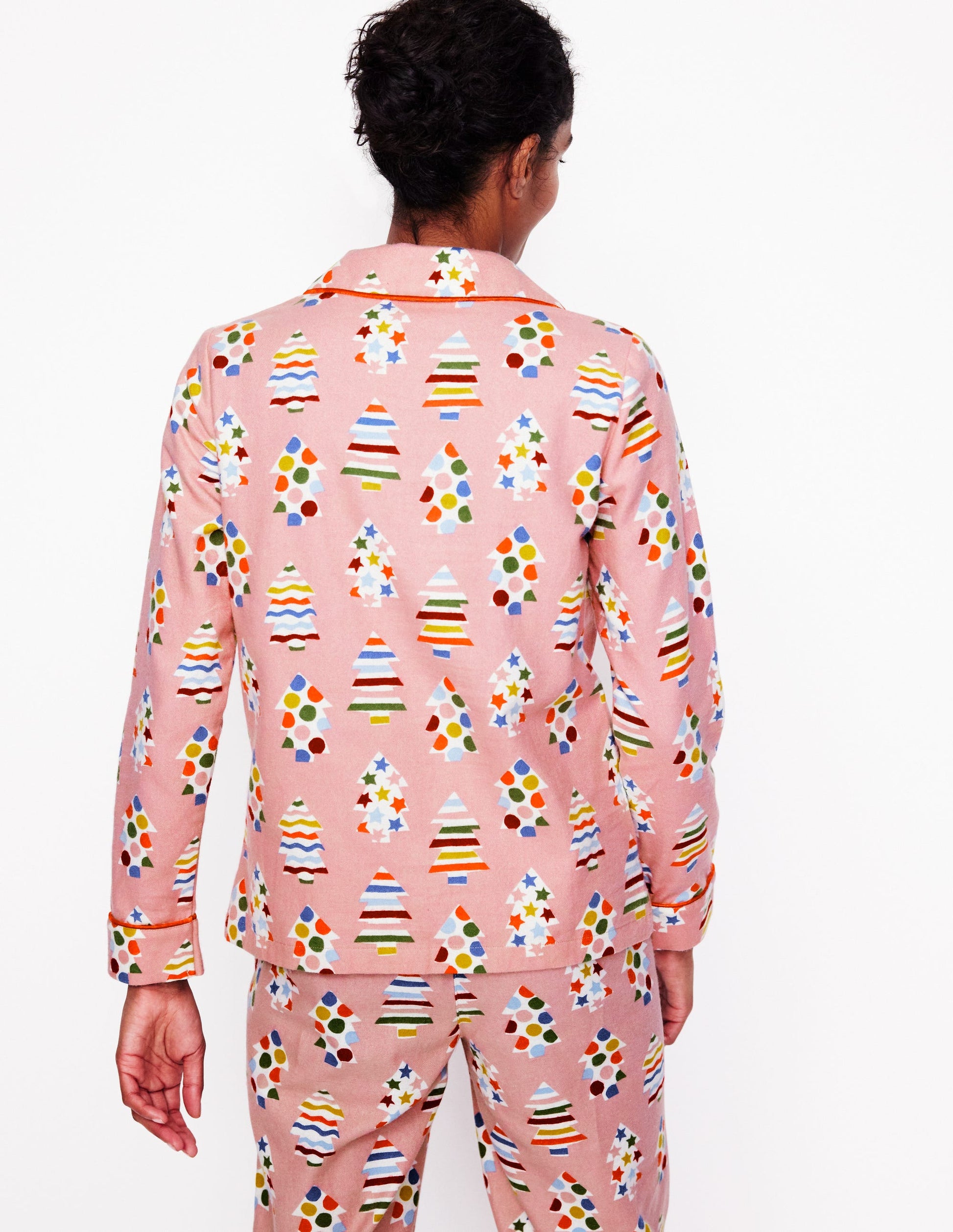 Brushed Cotton Pyjama Shirt-Quartz, Christmas Trees-3