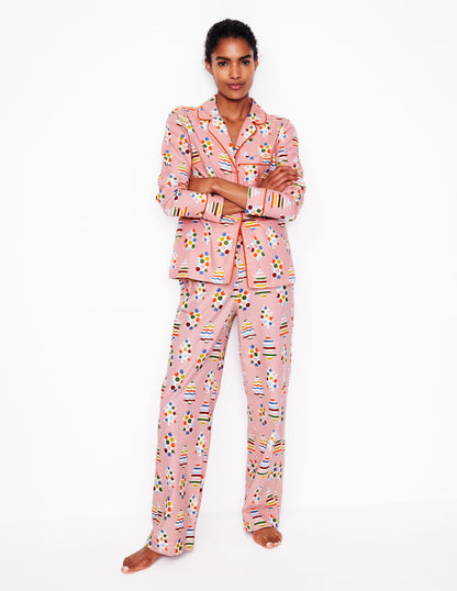 Brushed Cotton Pyjama Shirt-Quartz, Christmas Trees-4