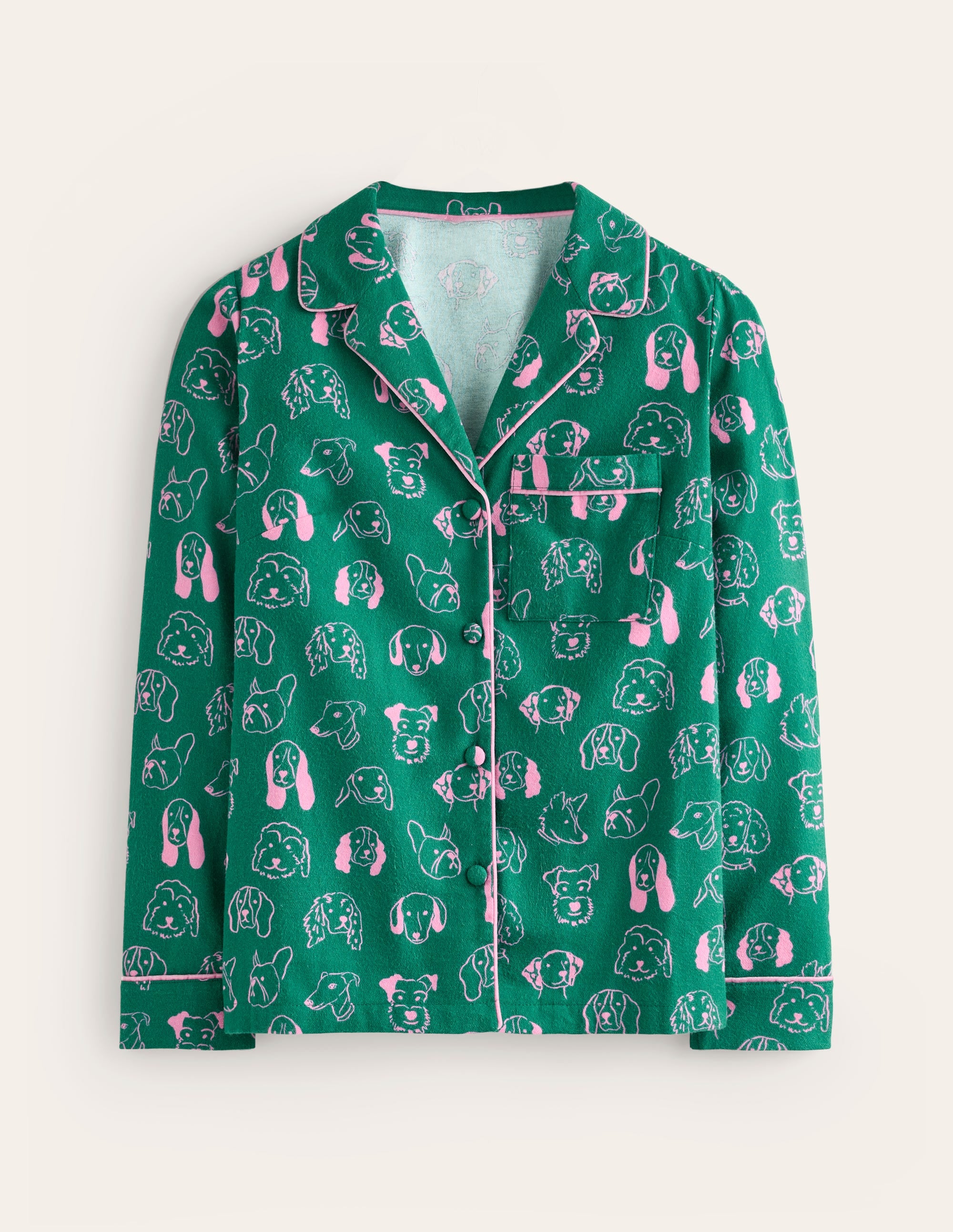 Brushed Cotton Pyjama Shirt-Malachite, Dogs - Image 5