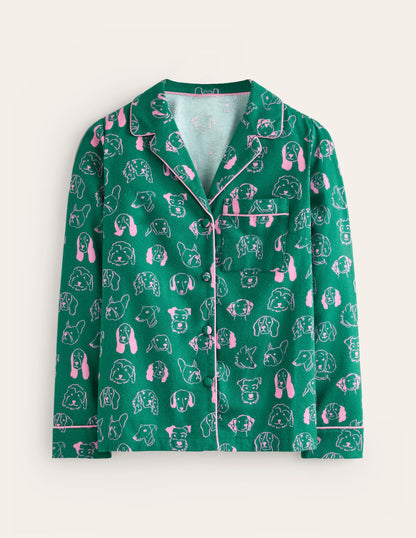 Brushed Cotton Pyjama Shirt-Malachite, Dogs-5