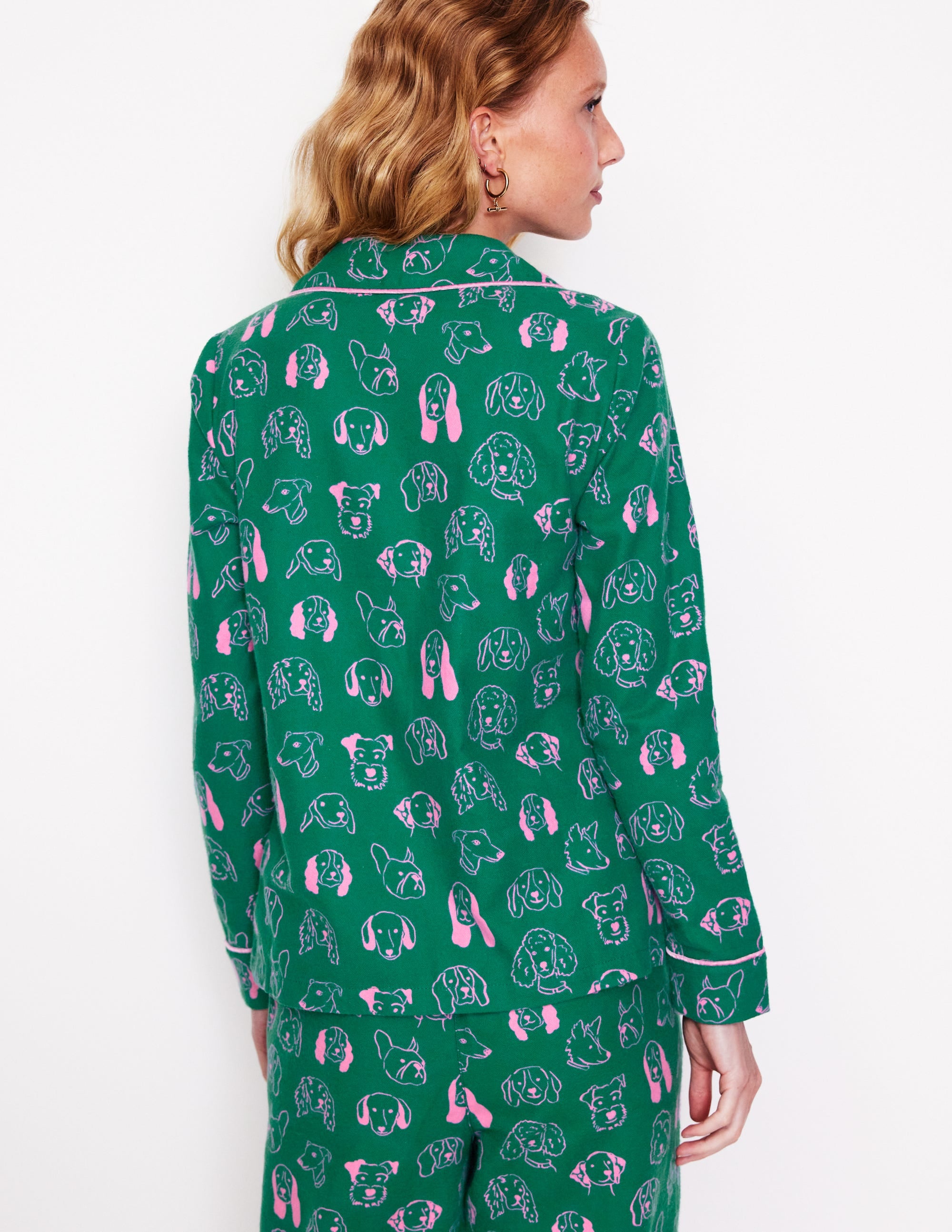 Brushed Cotton Pyjama Shirt-Malachite, Dogs - Image 3
