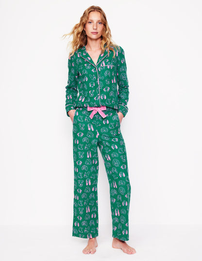 Brushed Cotton Pyjama Shirt-Malachite, Dogs-4