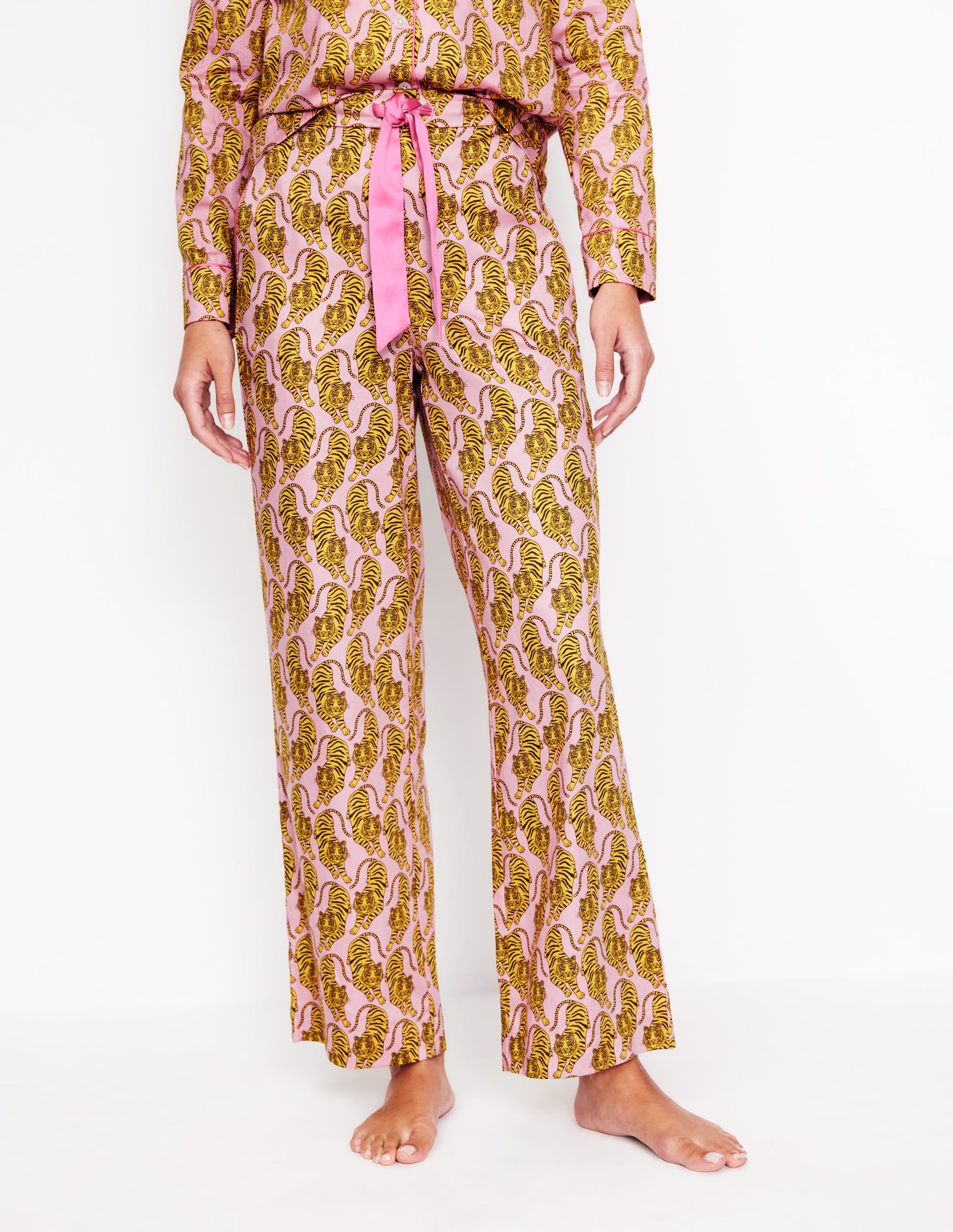 Cotton Sateen Pyjama Trousers-Ceylon Yellow, Tiger - Image 4