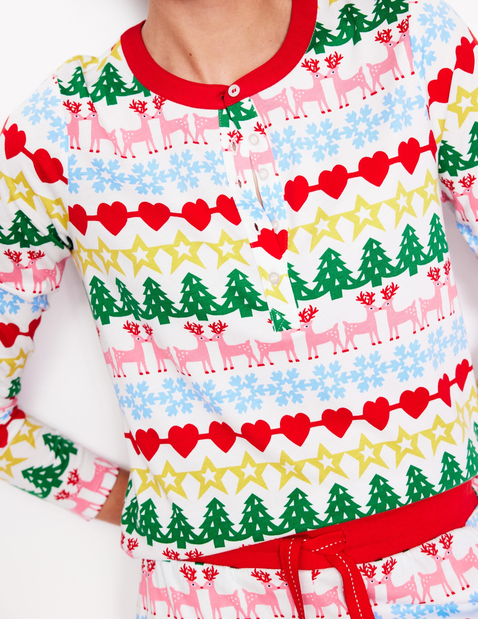 Jersey Pyjama Long Sleeve Top-Multi, Gingerbread Fairisle - Image 2