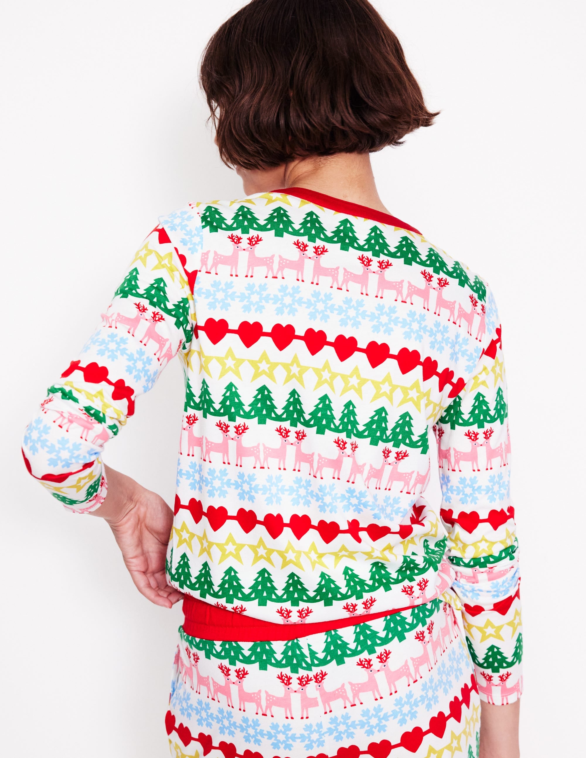 Jersey Pyjama Long Sleeve Top-Multi, Gingerbread Fairisle - Image 3