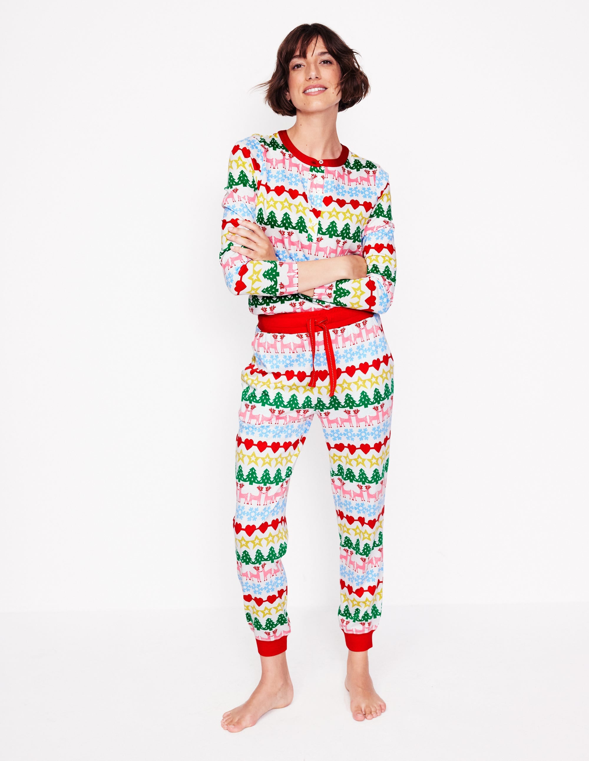 Jersey Pyjama Long Sleeve Top-Multi, Gingerbread Fairisle - Image 4