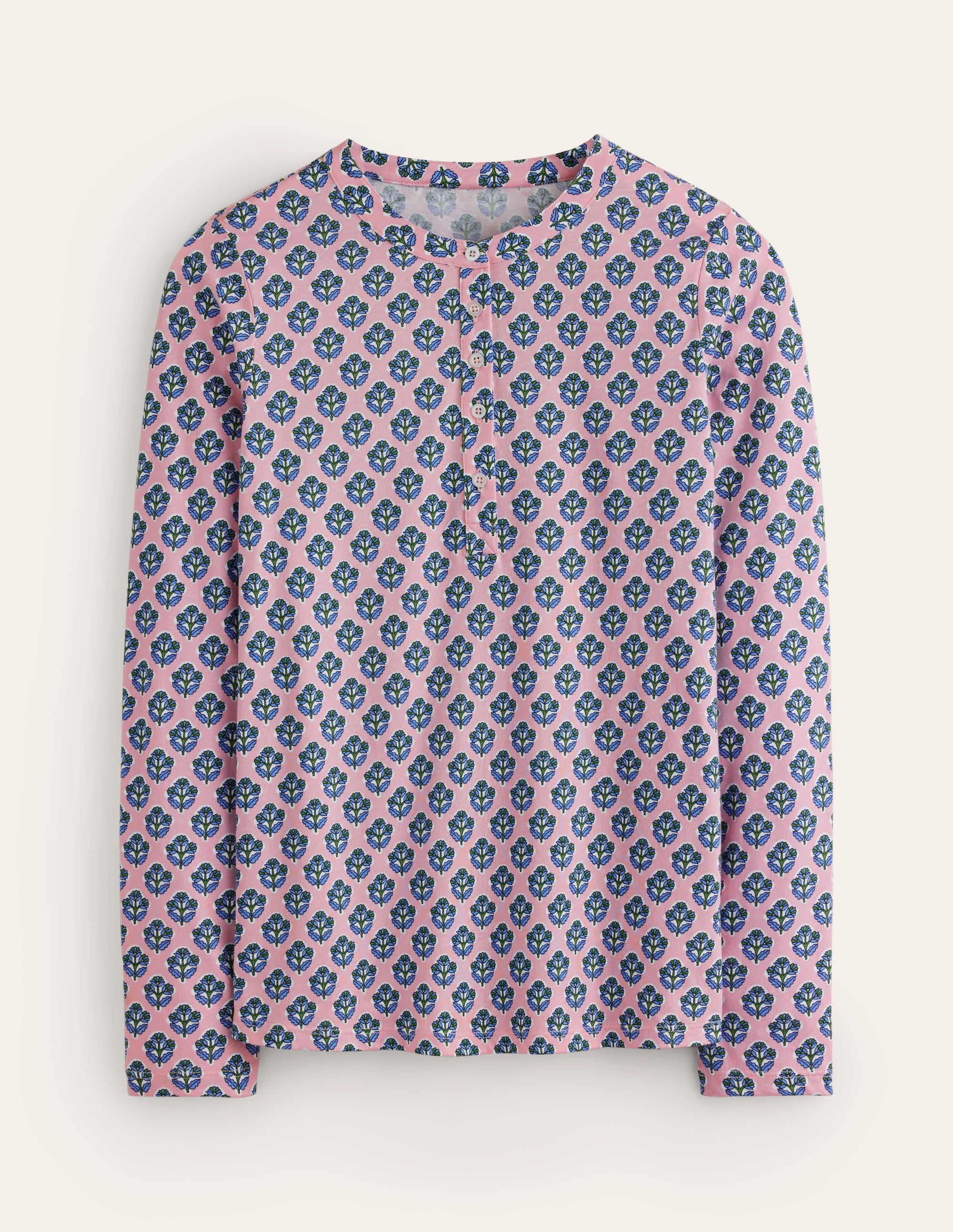 Jersey Pyjama Long Sleeve Top-Quartz, Pome Stamp - Image 5
