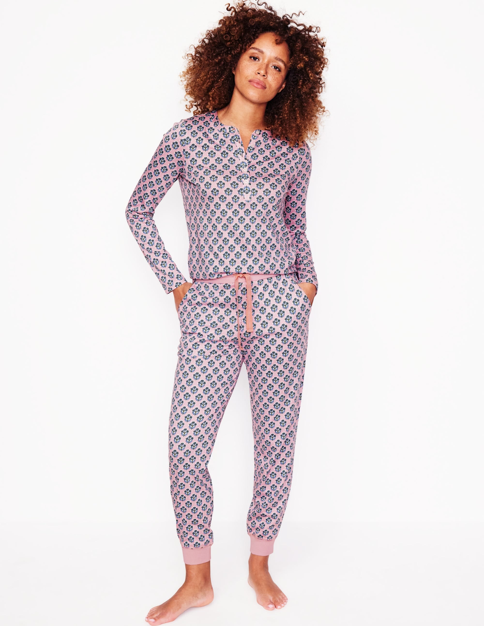 Jersey Pyjama Long Sleeve Top-Quartz, Pome Stamp - Image 2