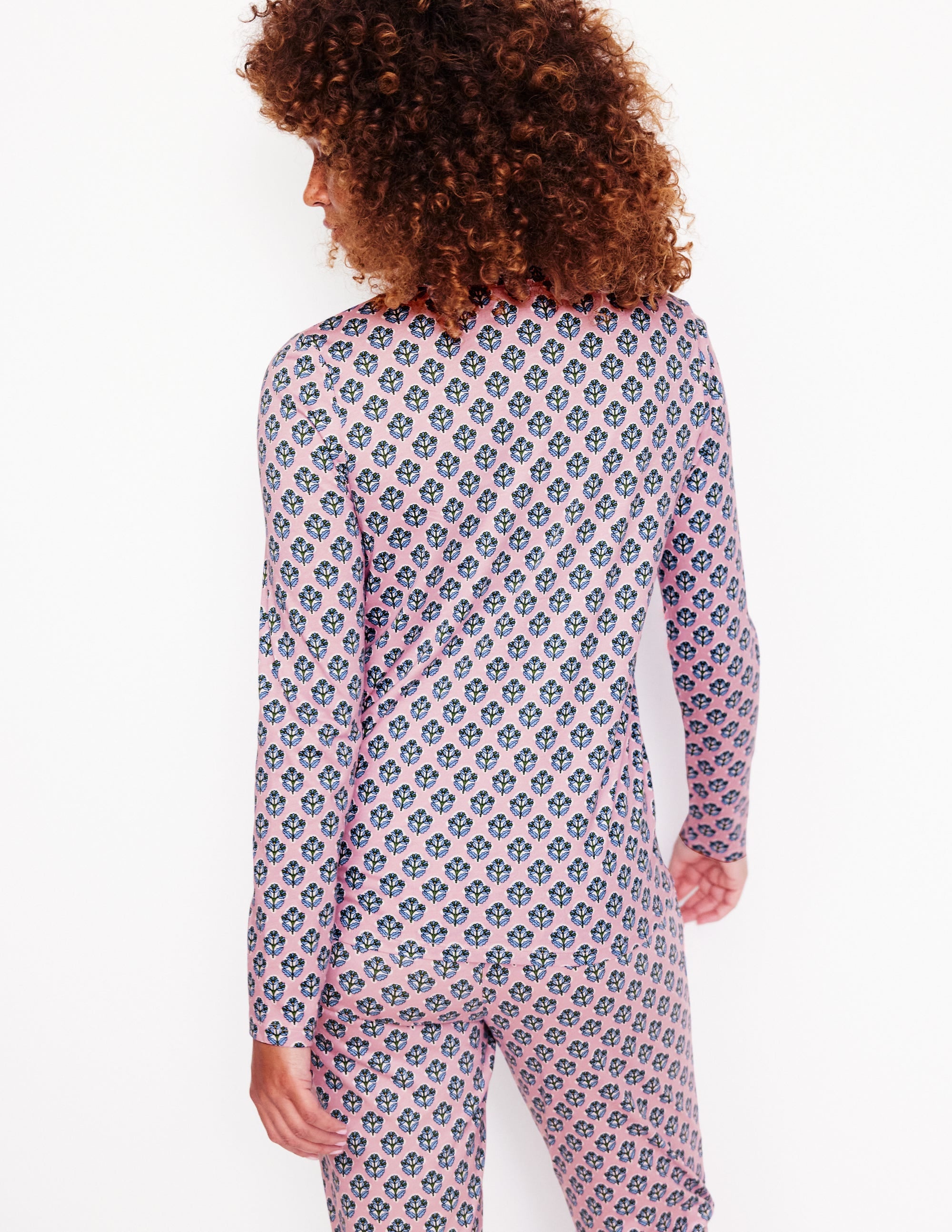 Jersey Pyjama Long Sleeve Top-Quartz, Pome Stamp - Image 4