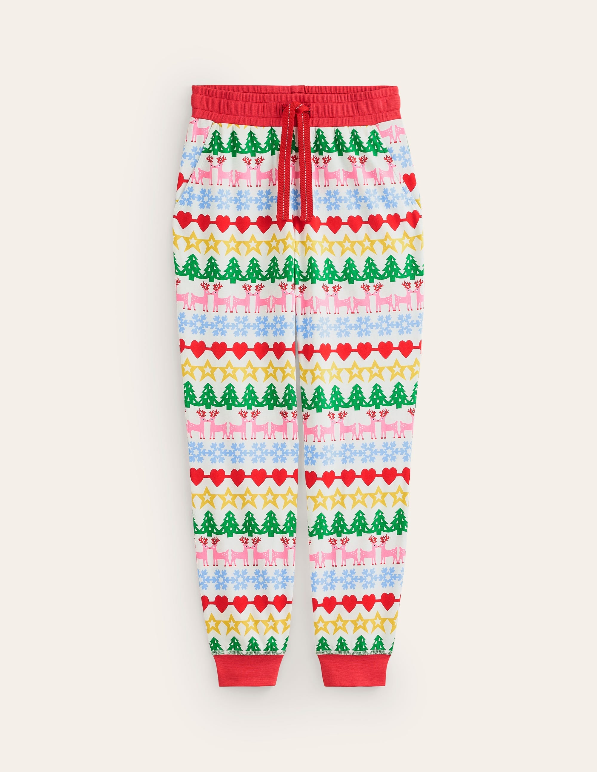 Jersey Pyjama Bottoms-Multi, Gingerbread Fairisle - Image 7