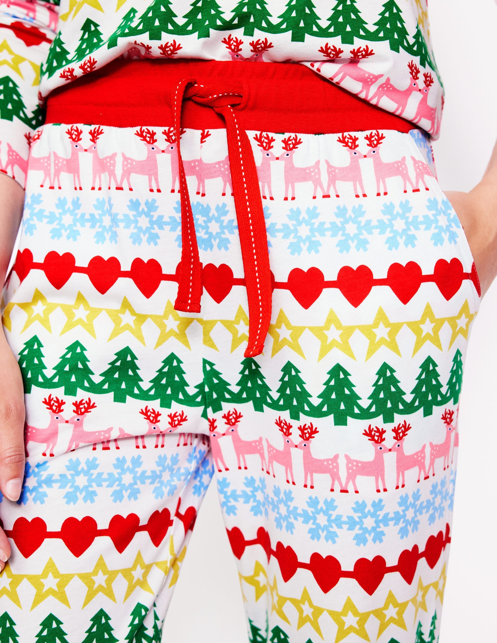 Jersey Pyjama Bottoms-Multi, Gingerbread Fairisle - Image 2
