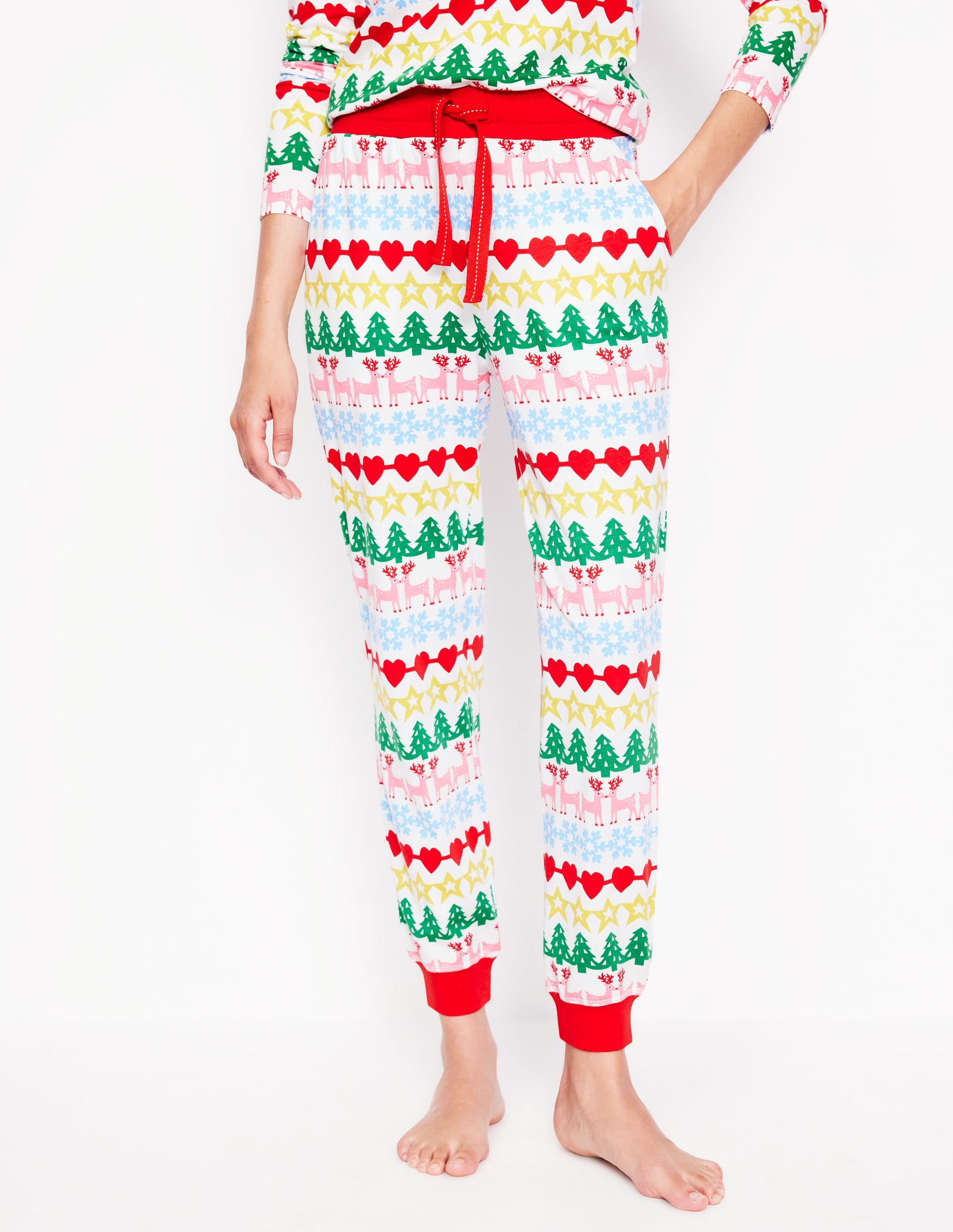 Jersey Pyjama Bottoms-Multi, Gingerbread Fairisle - Image 4