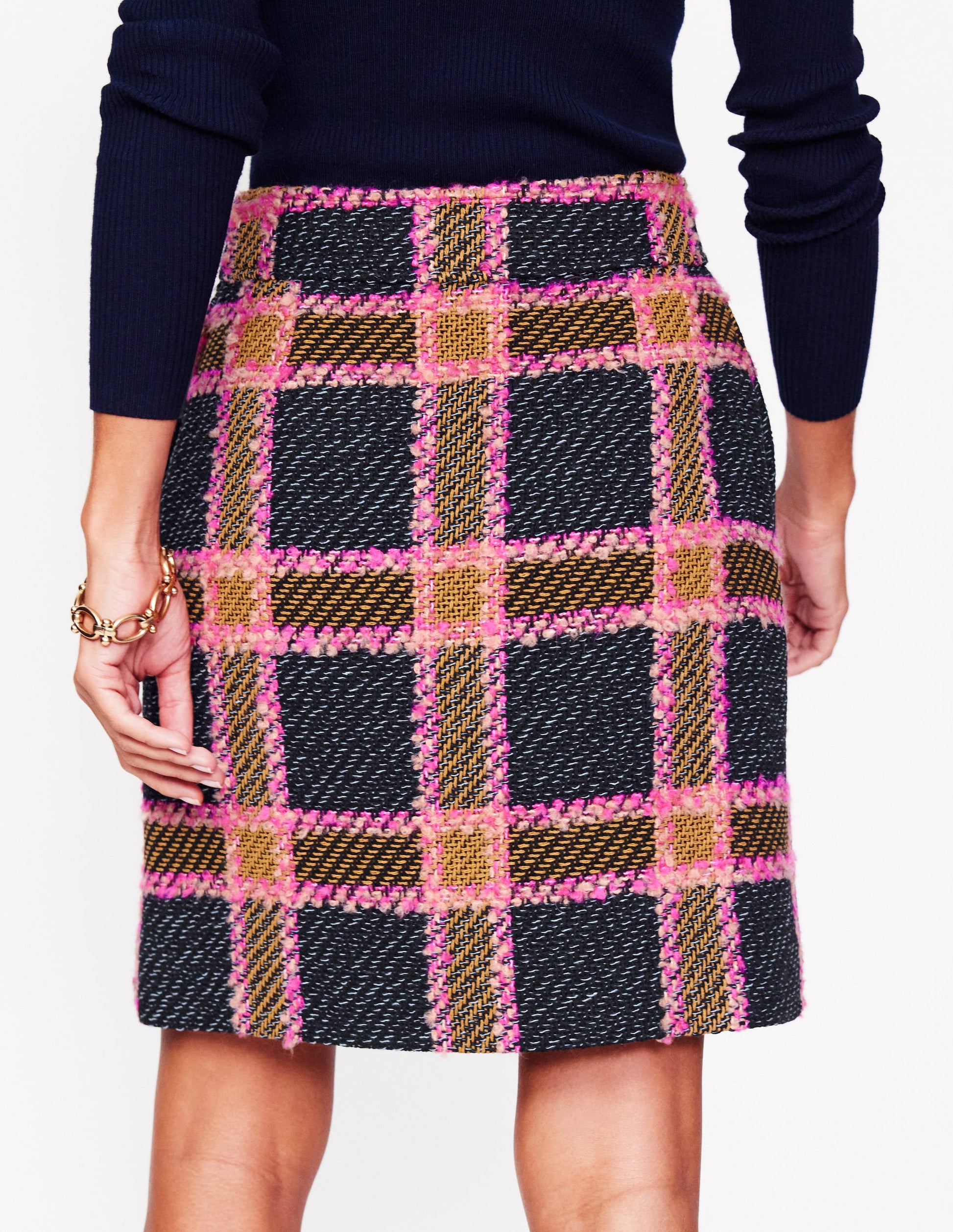 Estella Check Skirt-Pink and Navy Check-3