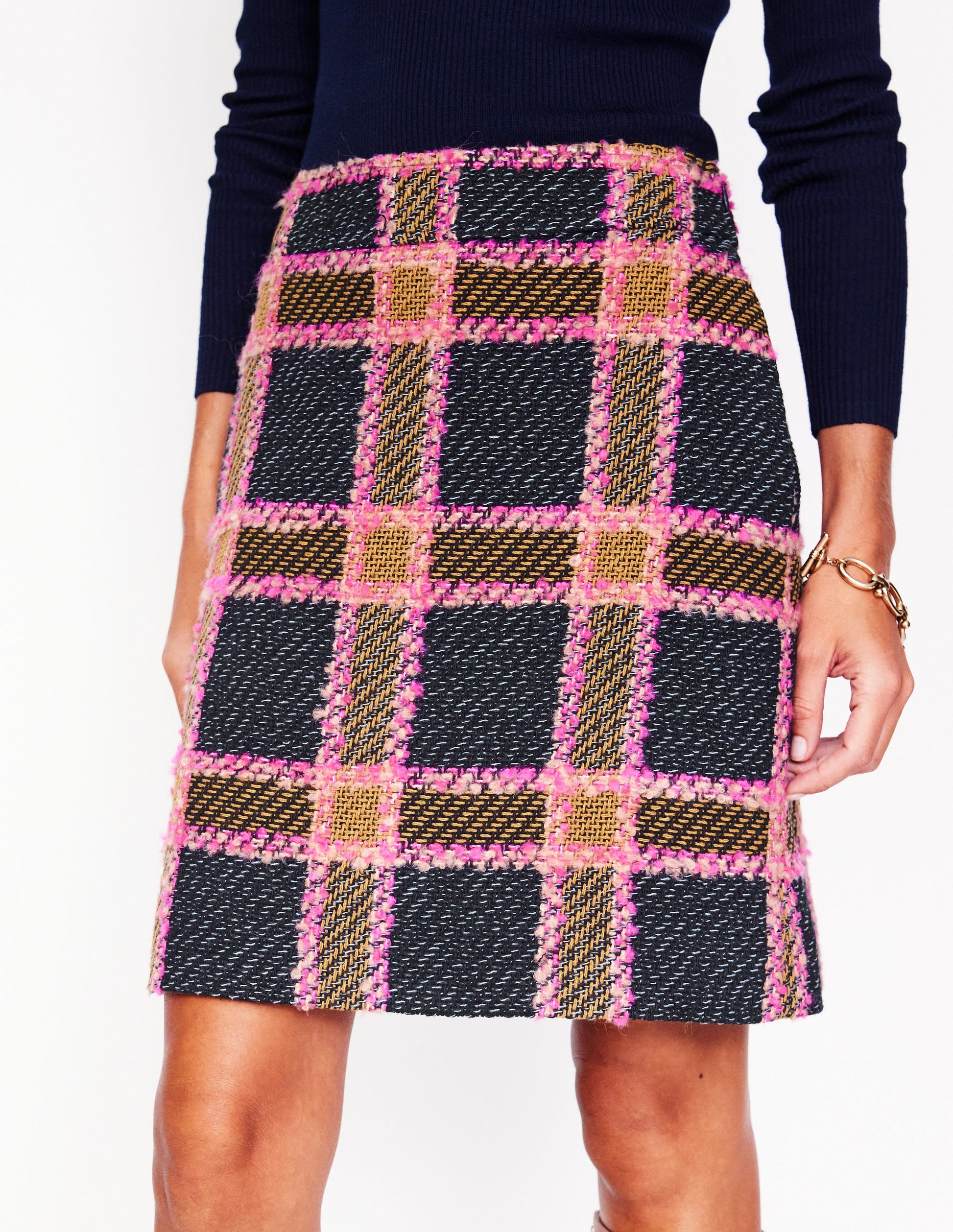 Estella Check Skirt-Pink and Navy Check-4