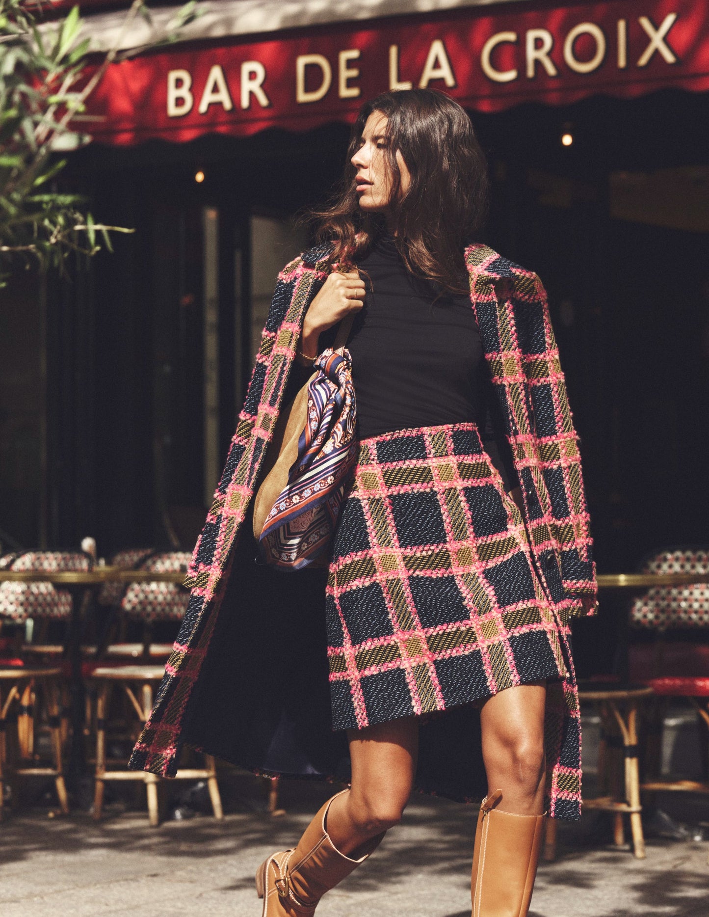 Estella Check Skirt-Pink and Navy Check