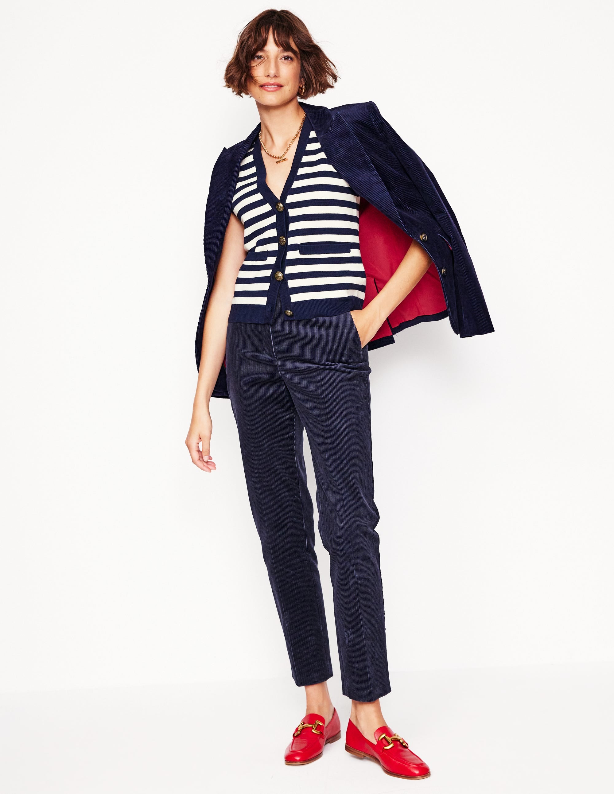 Kew Cord Trousers-Navy - Image 1