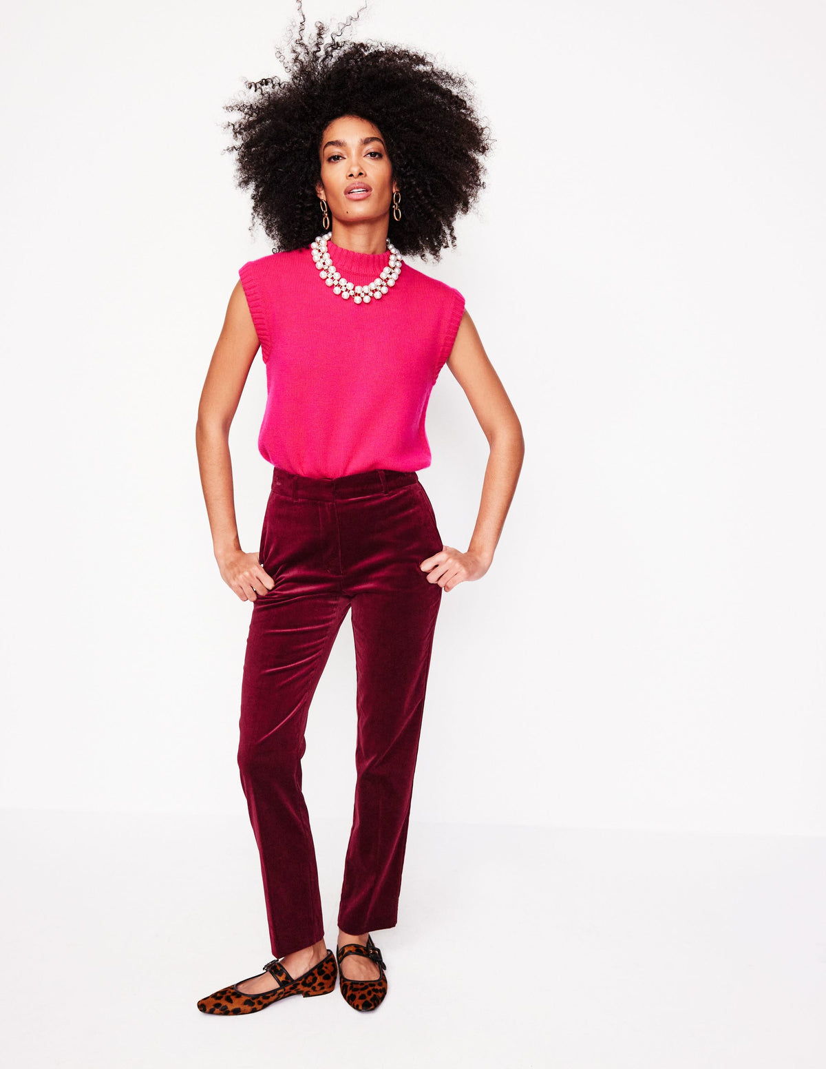 Kew Velvet Trousers-Cabernet - Image 1