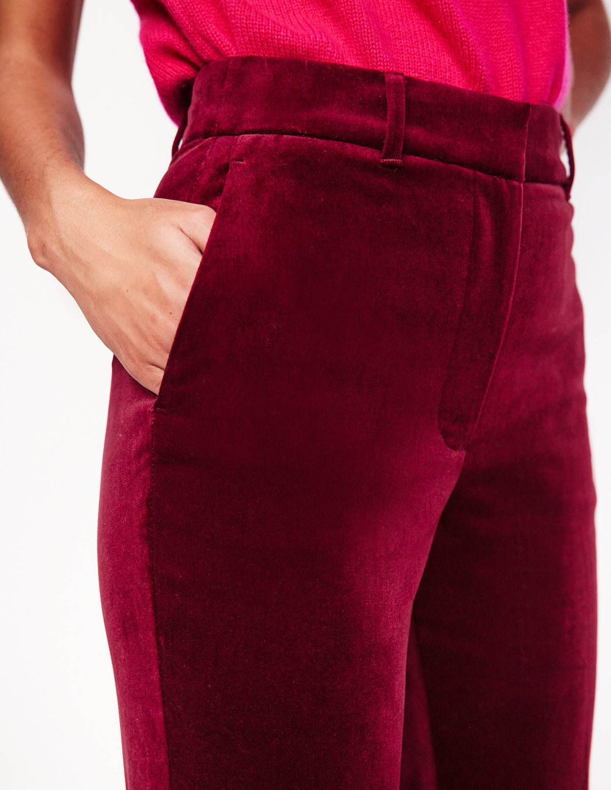 Kew Velvet Trousers-Cabernet - Image 2