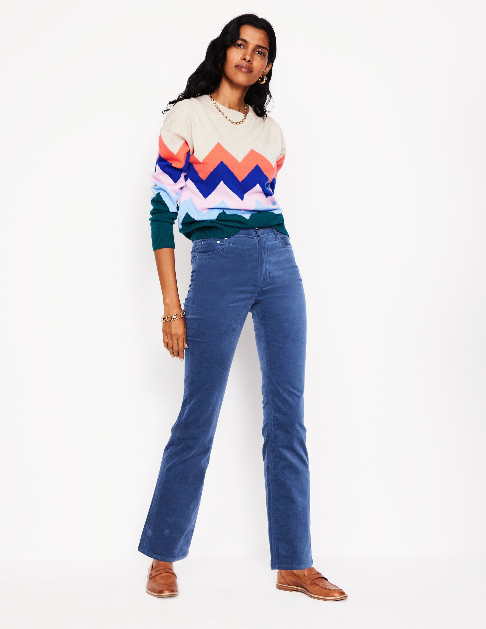 Velveteen 5 Pocket Jeans-Denim Blue - Image 1