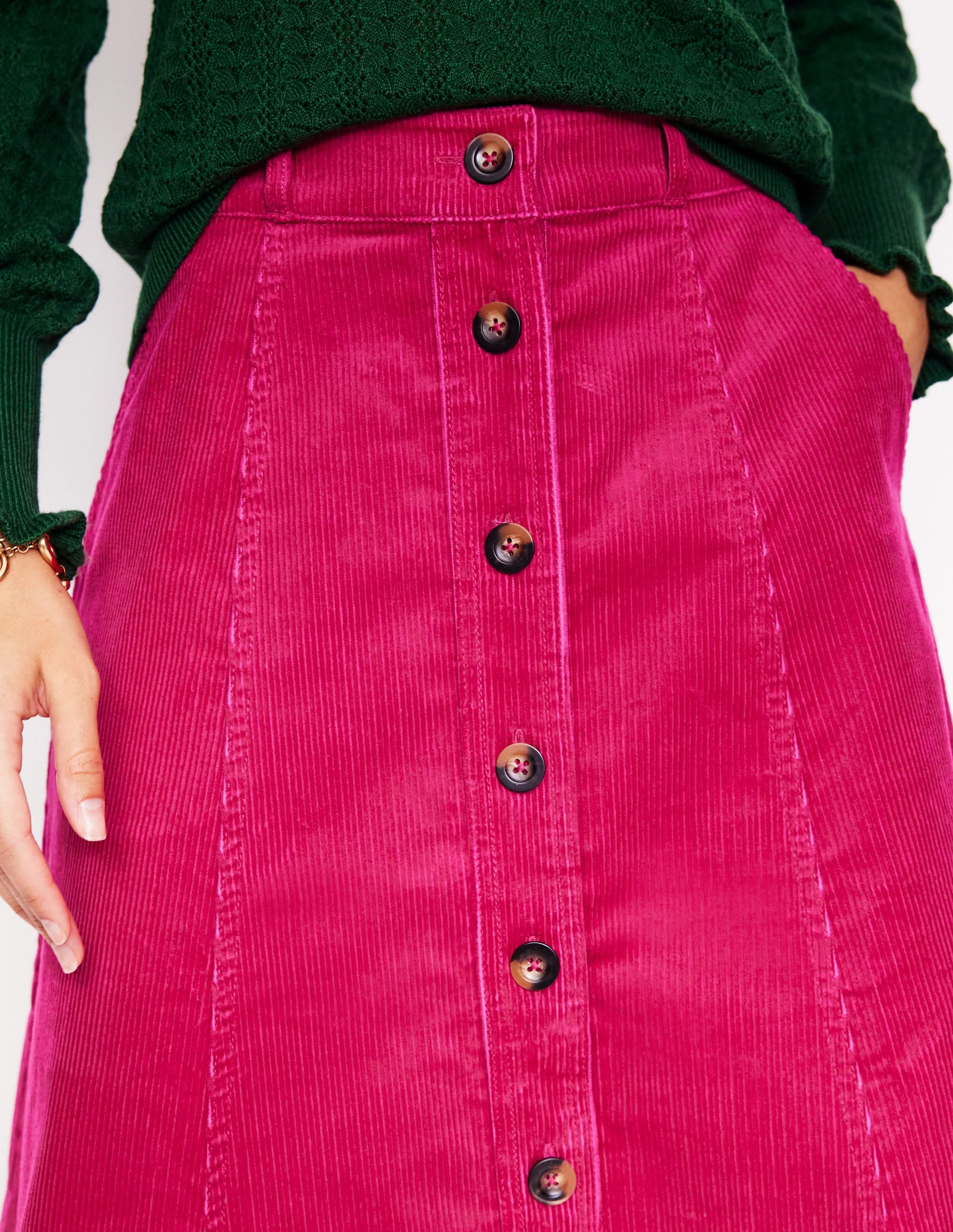 Petra Cord Midi Skirt-Cherry Jam - Image 2